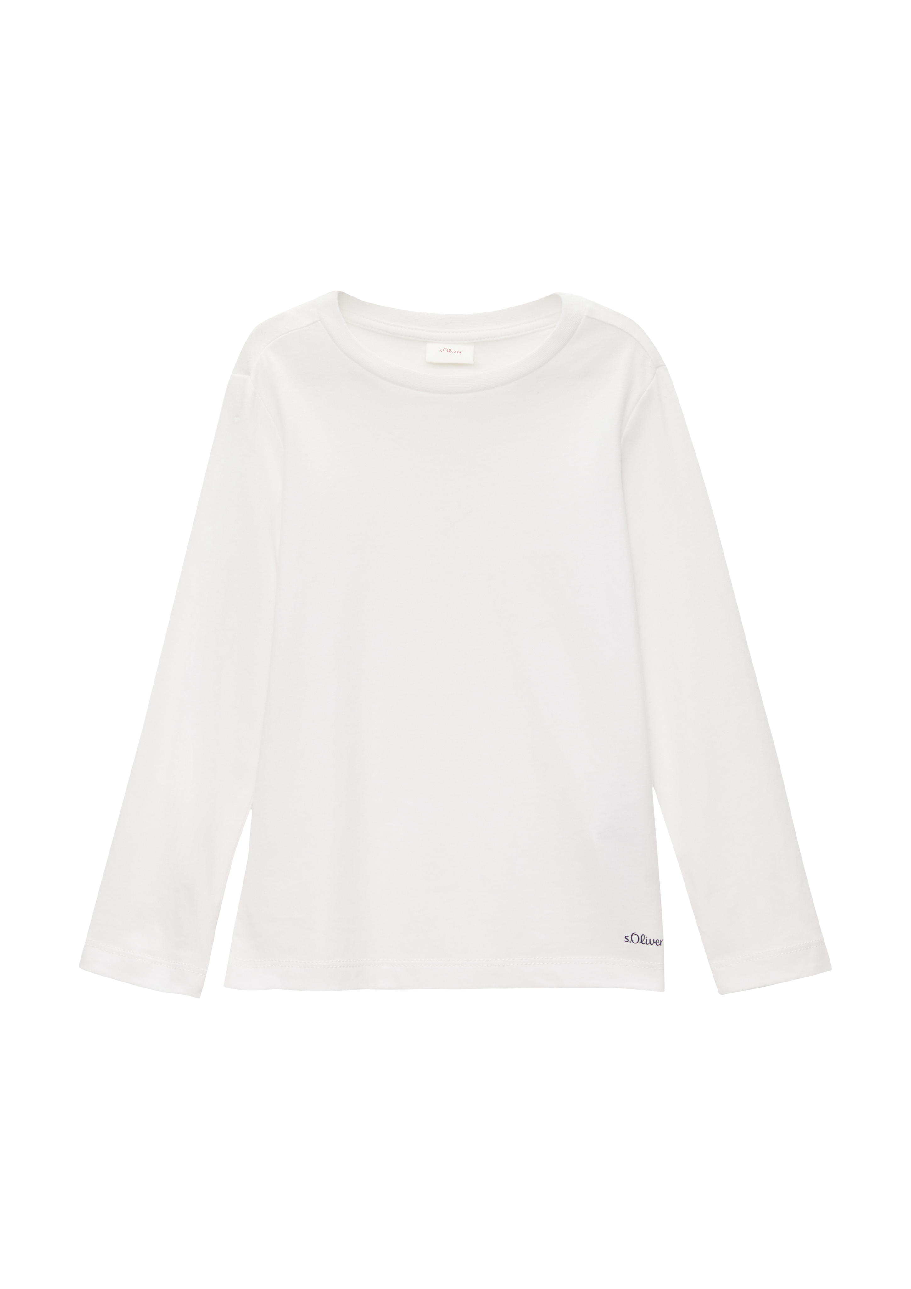 s.Oliver - Baumwoll-Longsleeve mit kleinem Logo-Print, Kinder, weiß