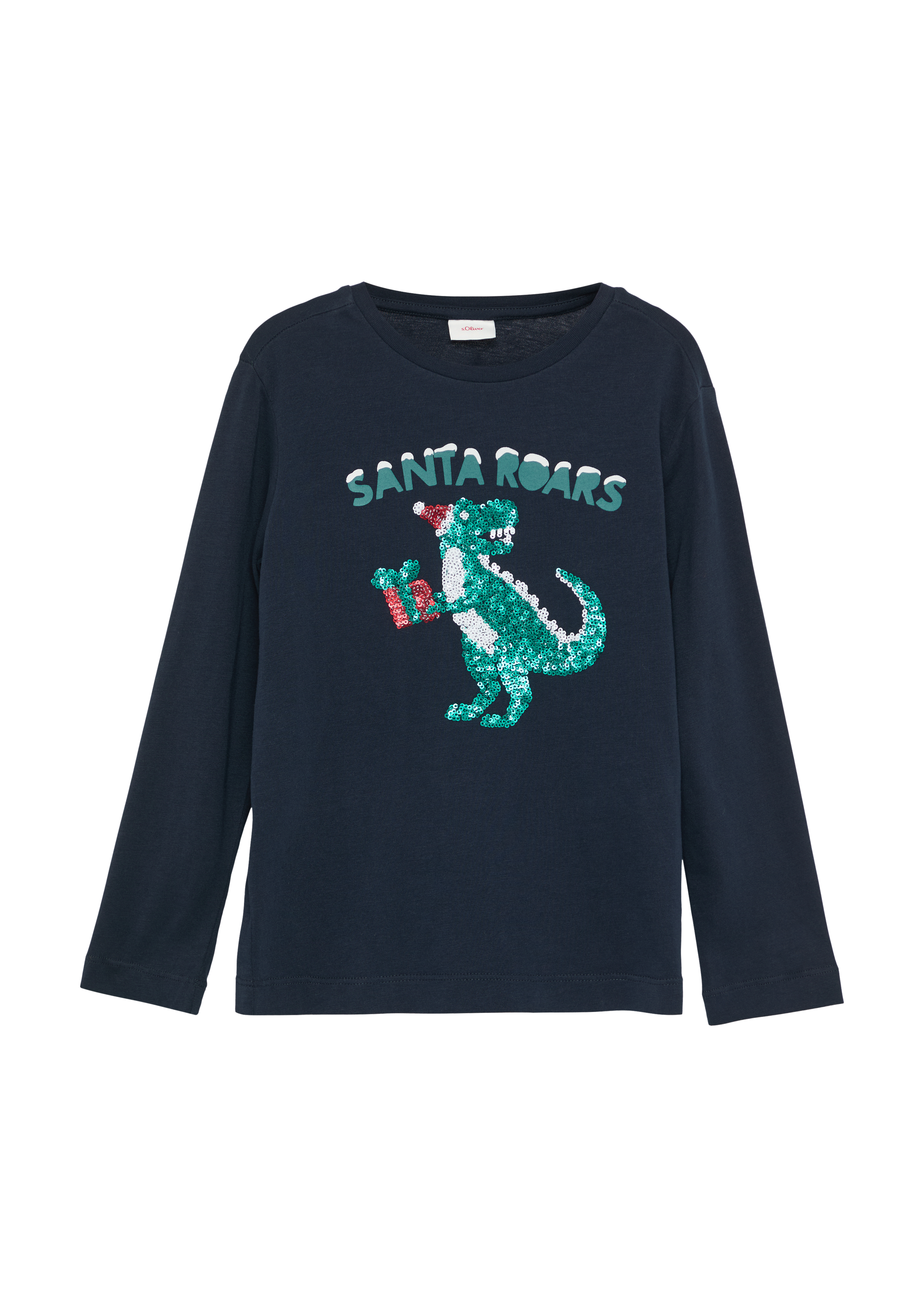 s.Oliver - Longsleeve mit Pailletten-Weihnachtsmotiv, Kinder, blau