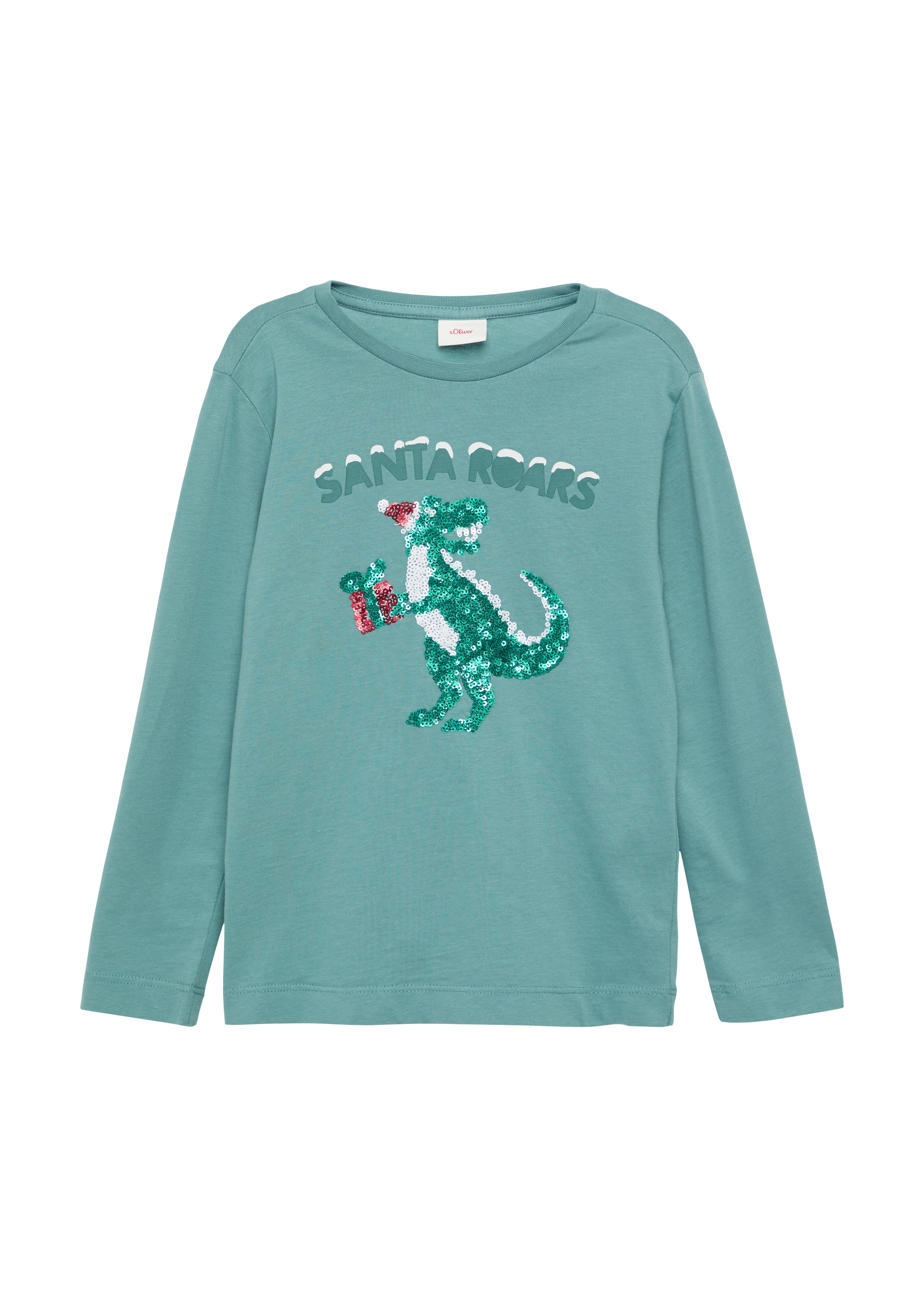 s.Oliver - Longsleeve mit Pailletten-Weihnachtsmotiv, Kinder, Blau