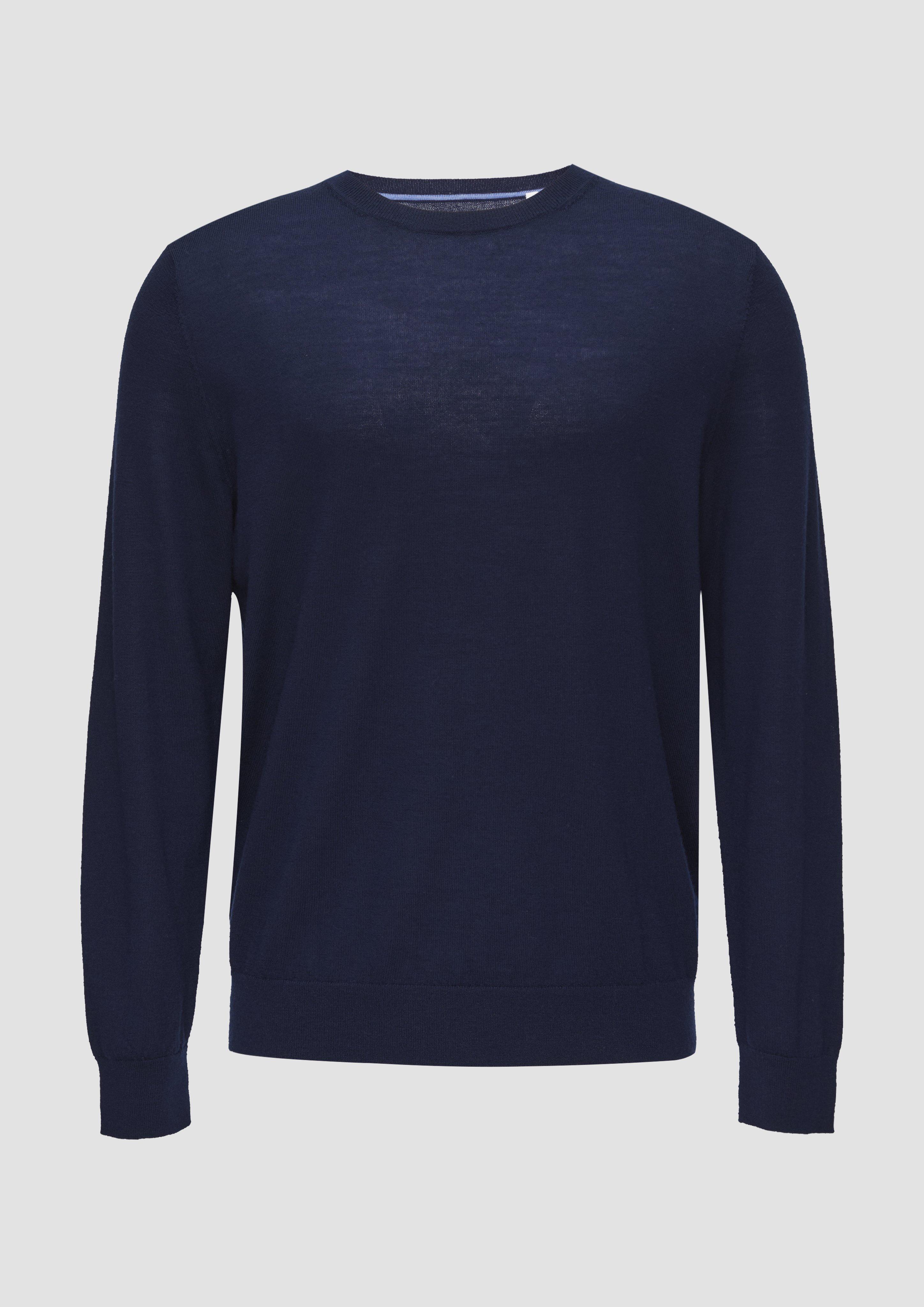 s.Oliver - Feinstrickpullover aus reiner Merinowolle, Herren, blau