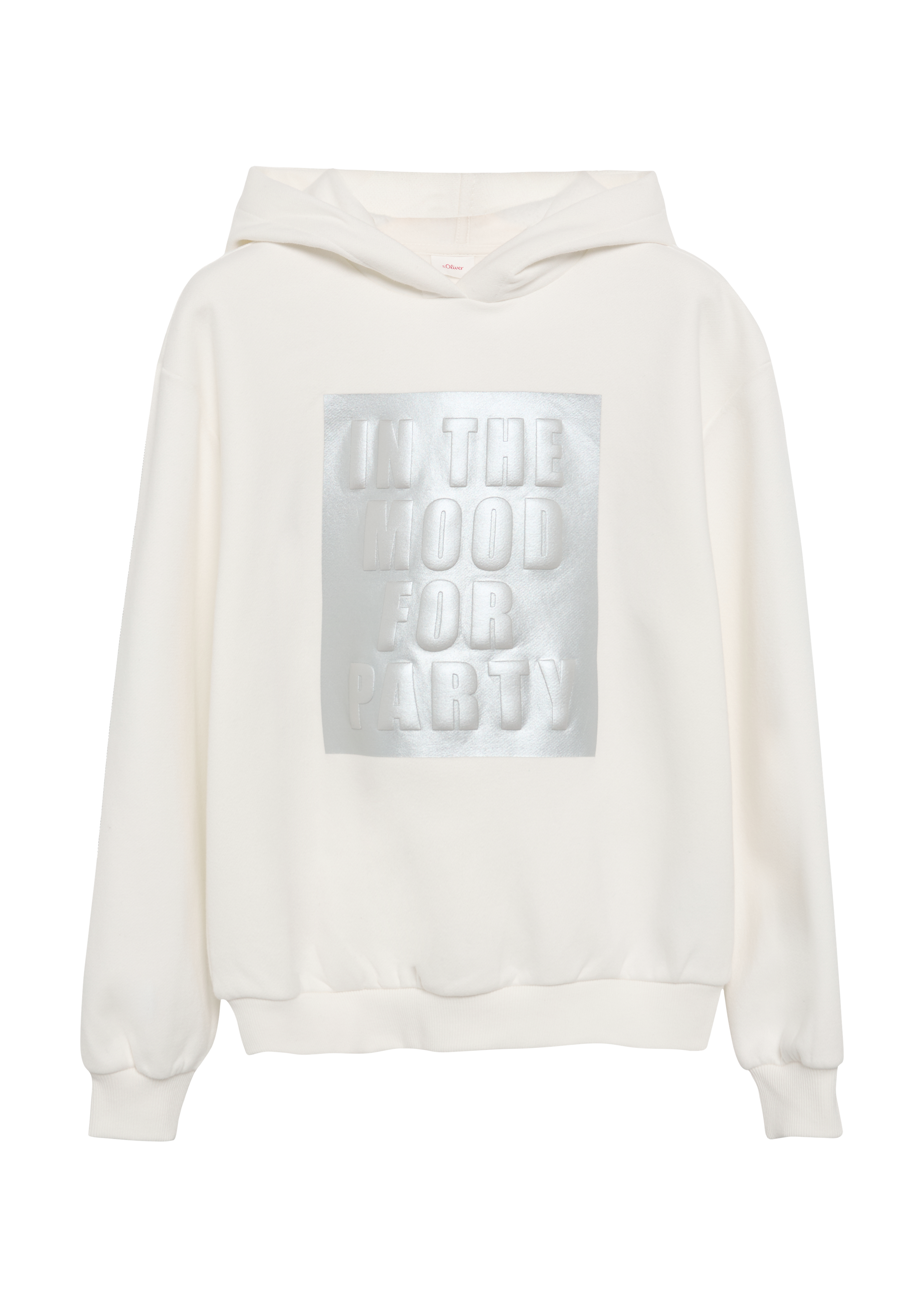 s.Oliver - Wärmender Hoodie mit Metallic-Print, Mädchen, creme