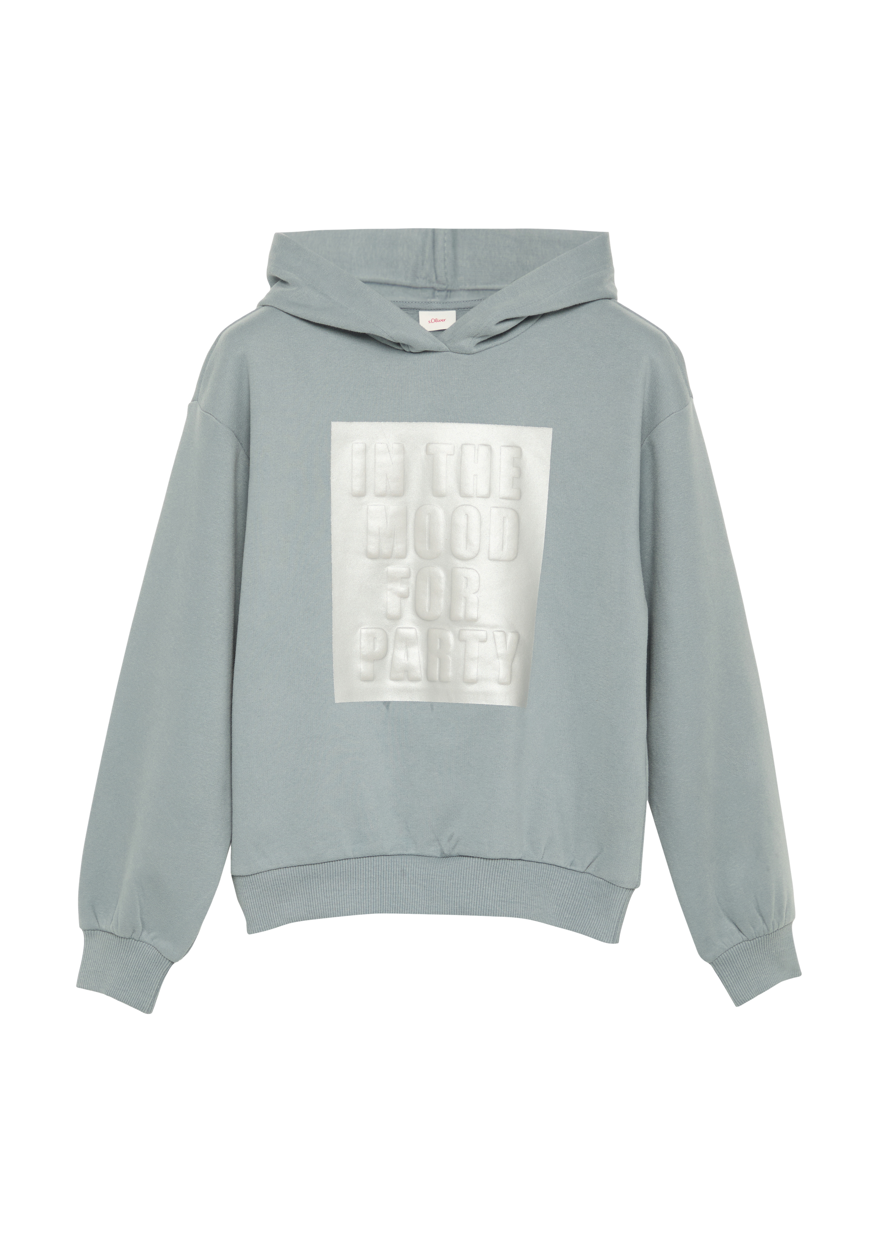 s.Oliver - Wärmender Hoodie mit Metallic-Print, Mädchen, blau