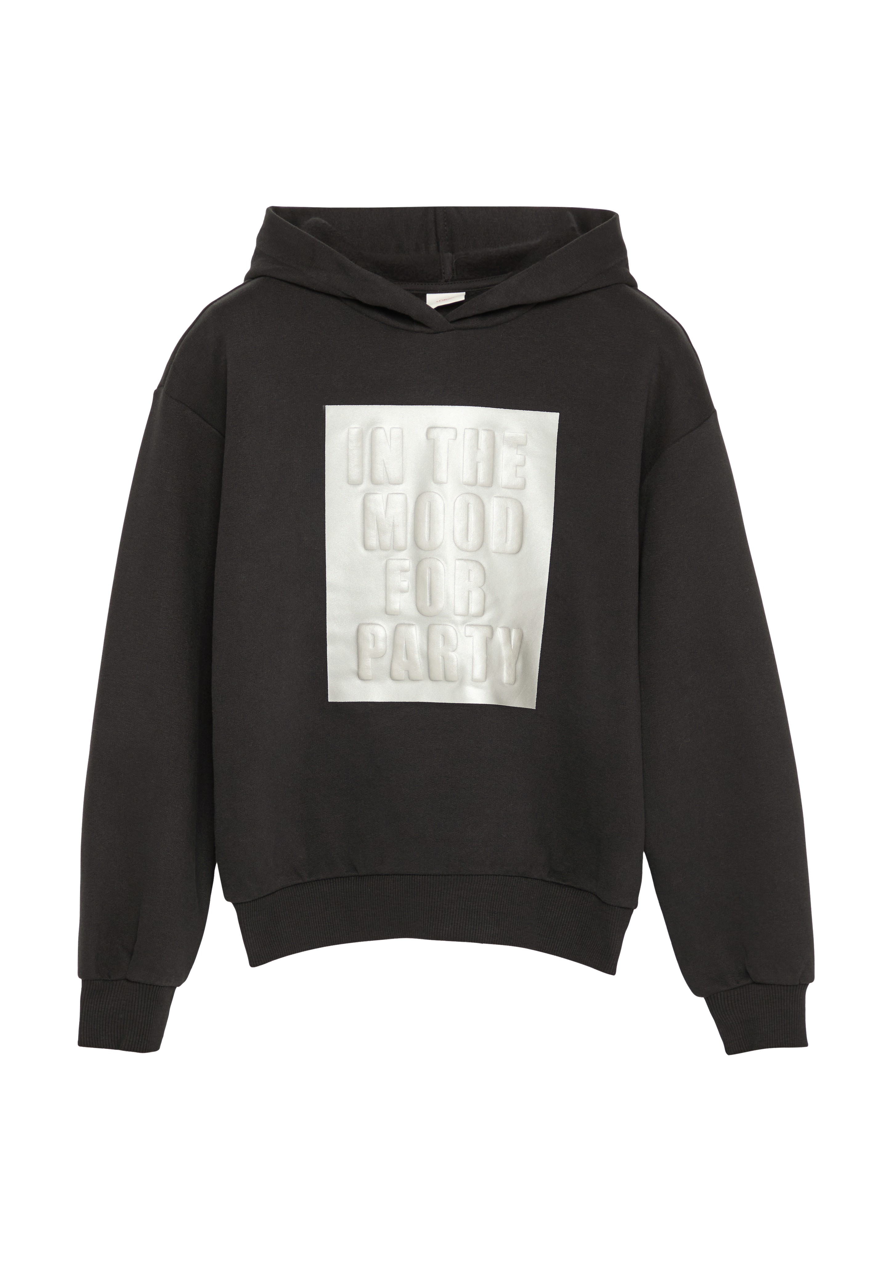 s.Oliver - Wärmender Hoodie mit Metallic-Print, Mädchen, schwarz