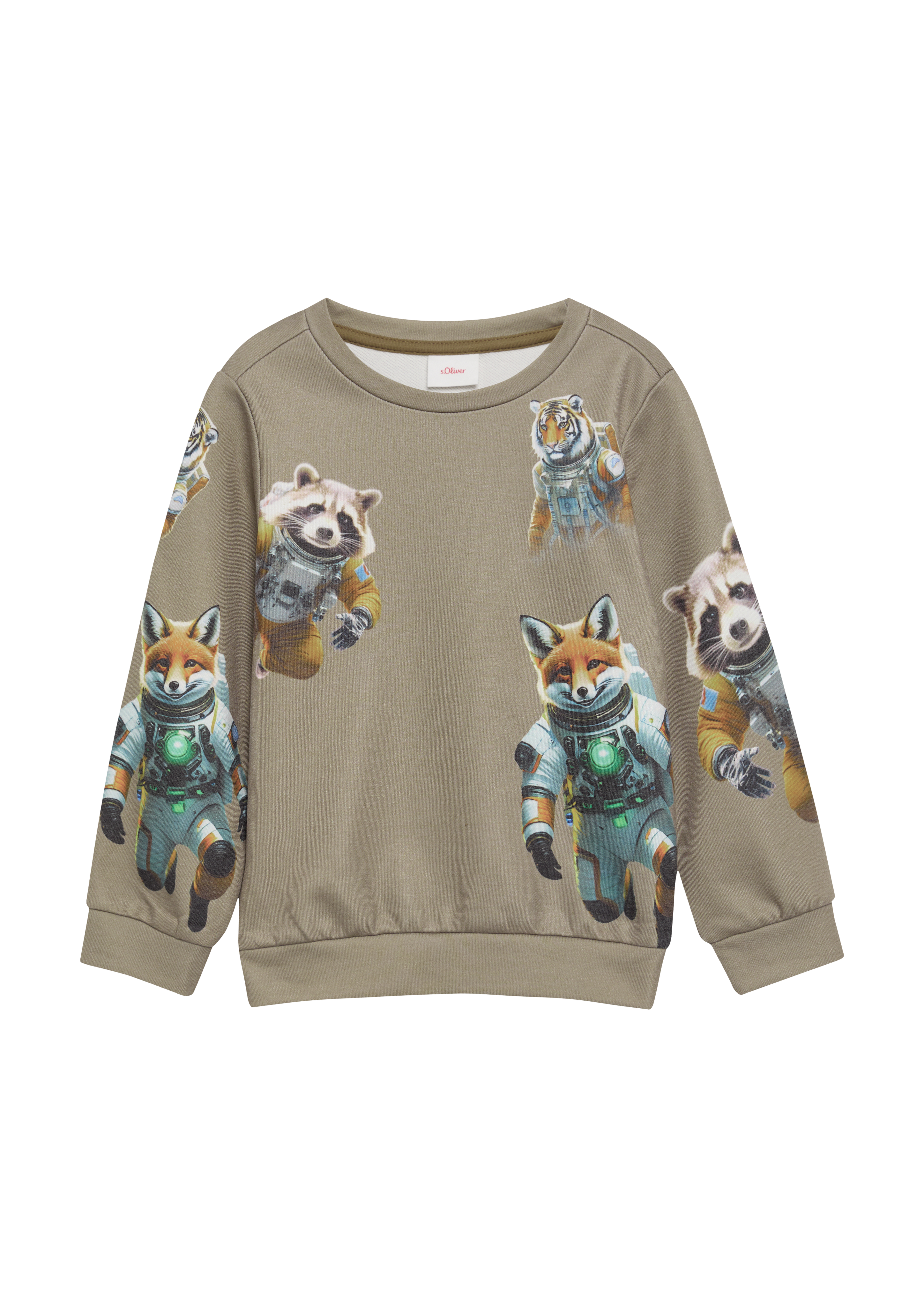 s.Oliver - Sweatshirt mit All-over-Print, Kinder, Beige