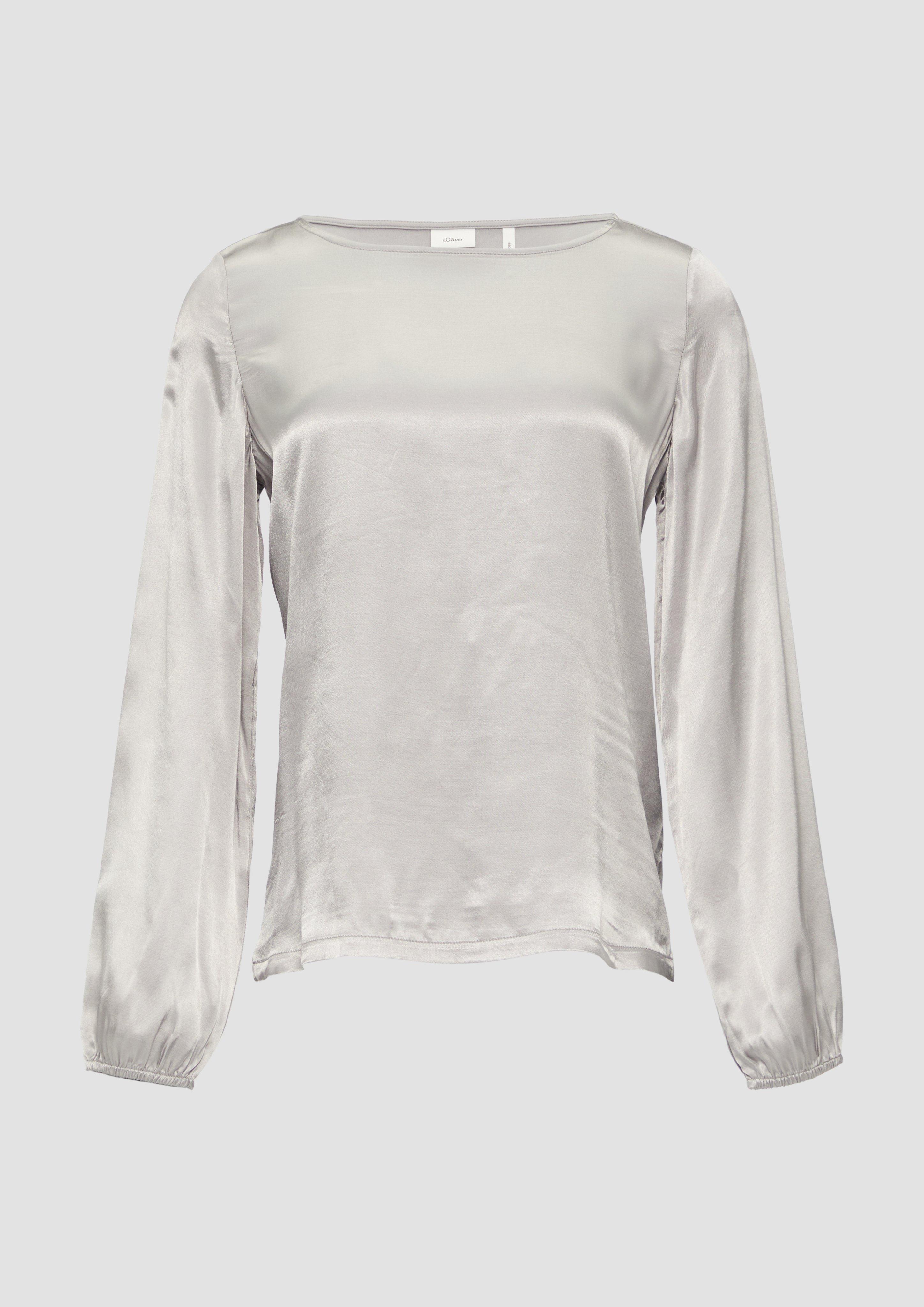 s.Oliver - Blusenshirt mit Materialmix und Bateau-Ausschnitt, Damen, grau