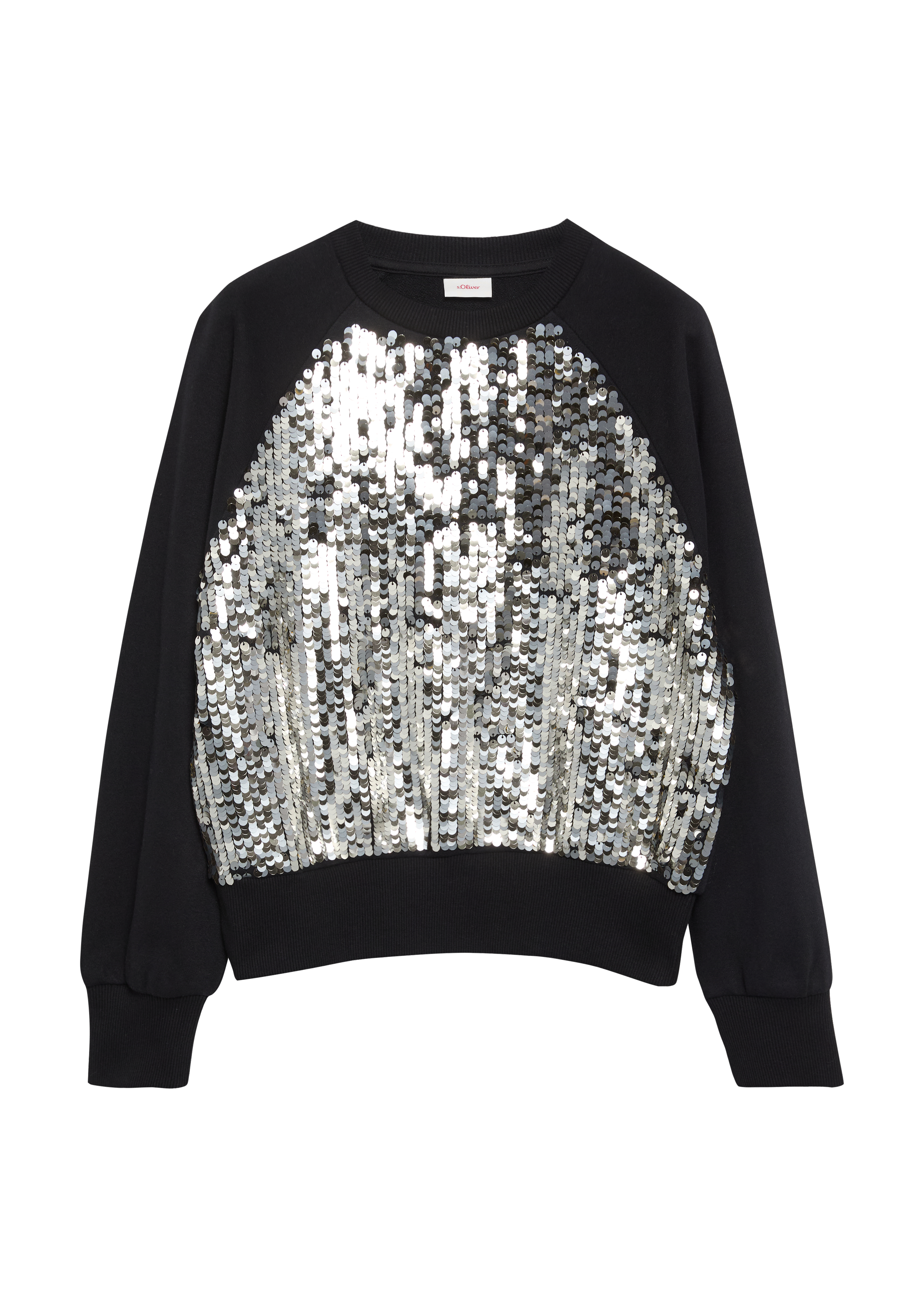 s.Oliver - Sweatshirt mit Pailletten, Mädchen, schwarz|silber