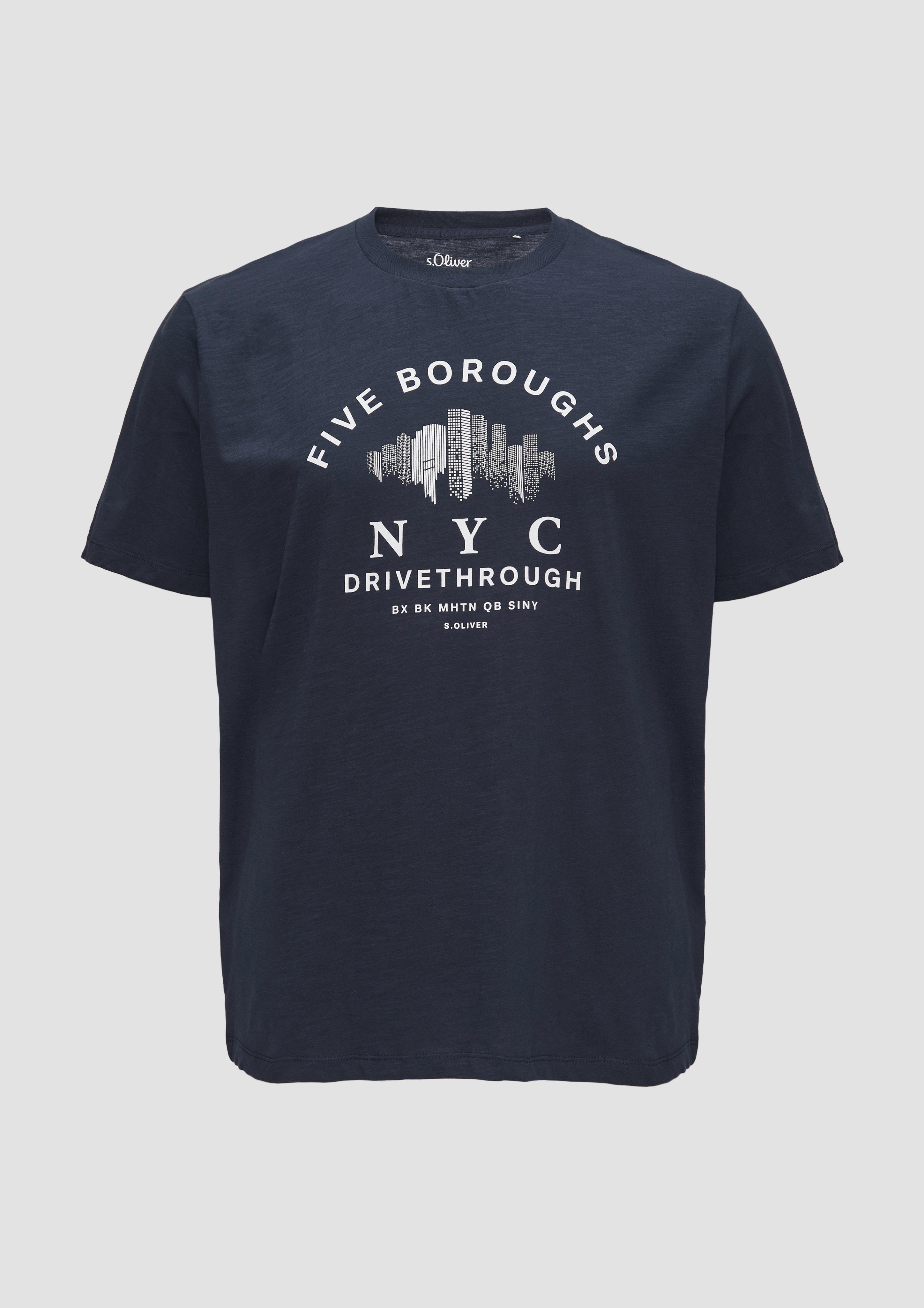 s.Oliver Printshirt aus Baumwolle mit Flammgarnstruktur