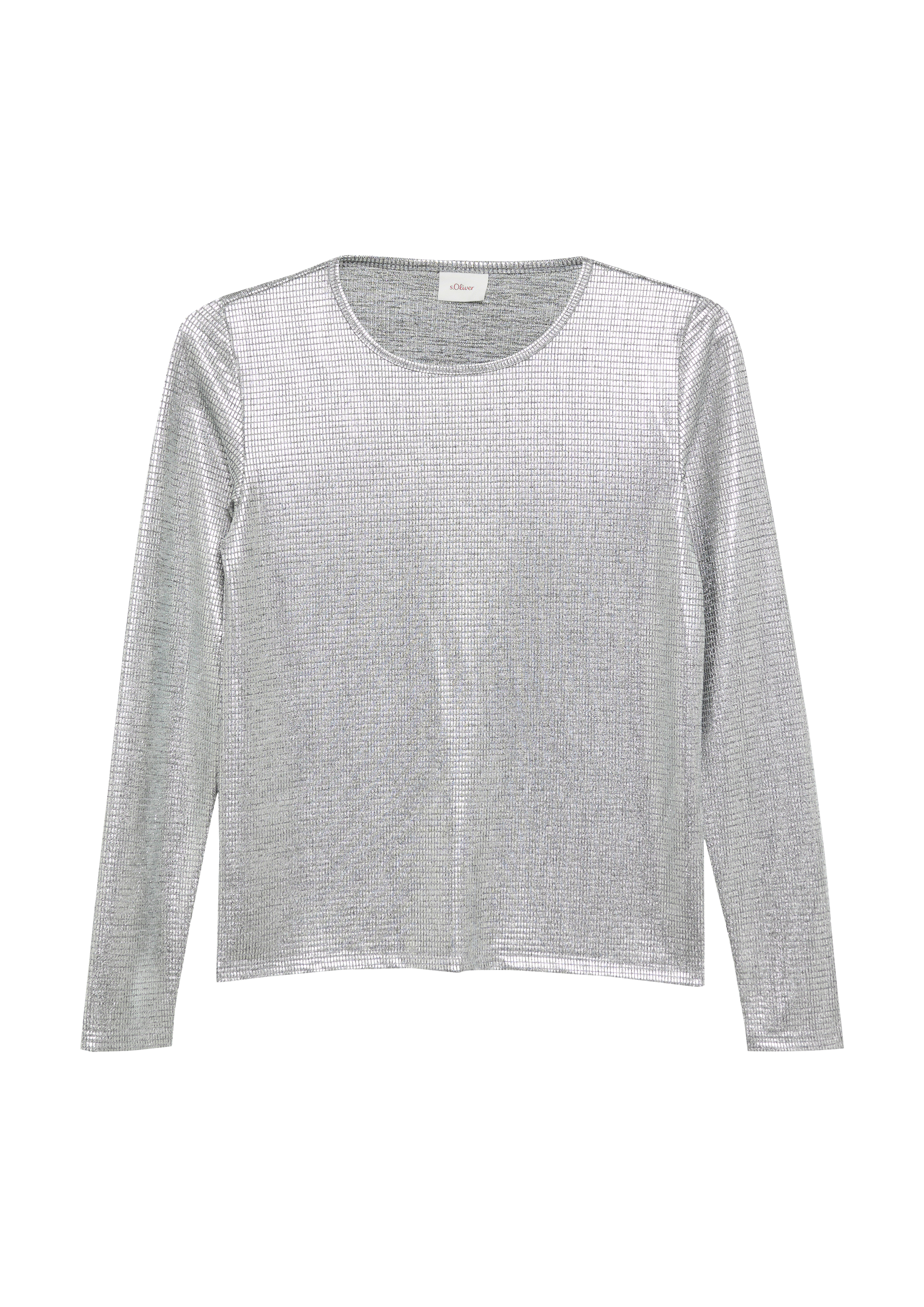 s.Oliver - Langarmshirt in Metallic-Optik, Mädchen, silber