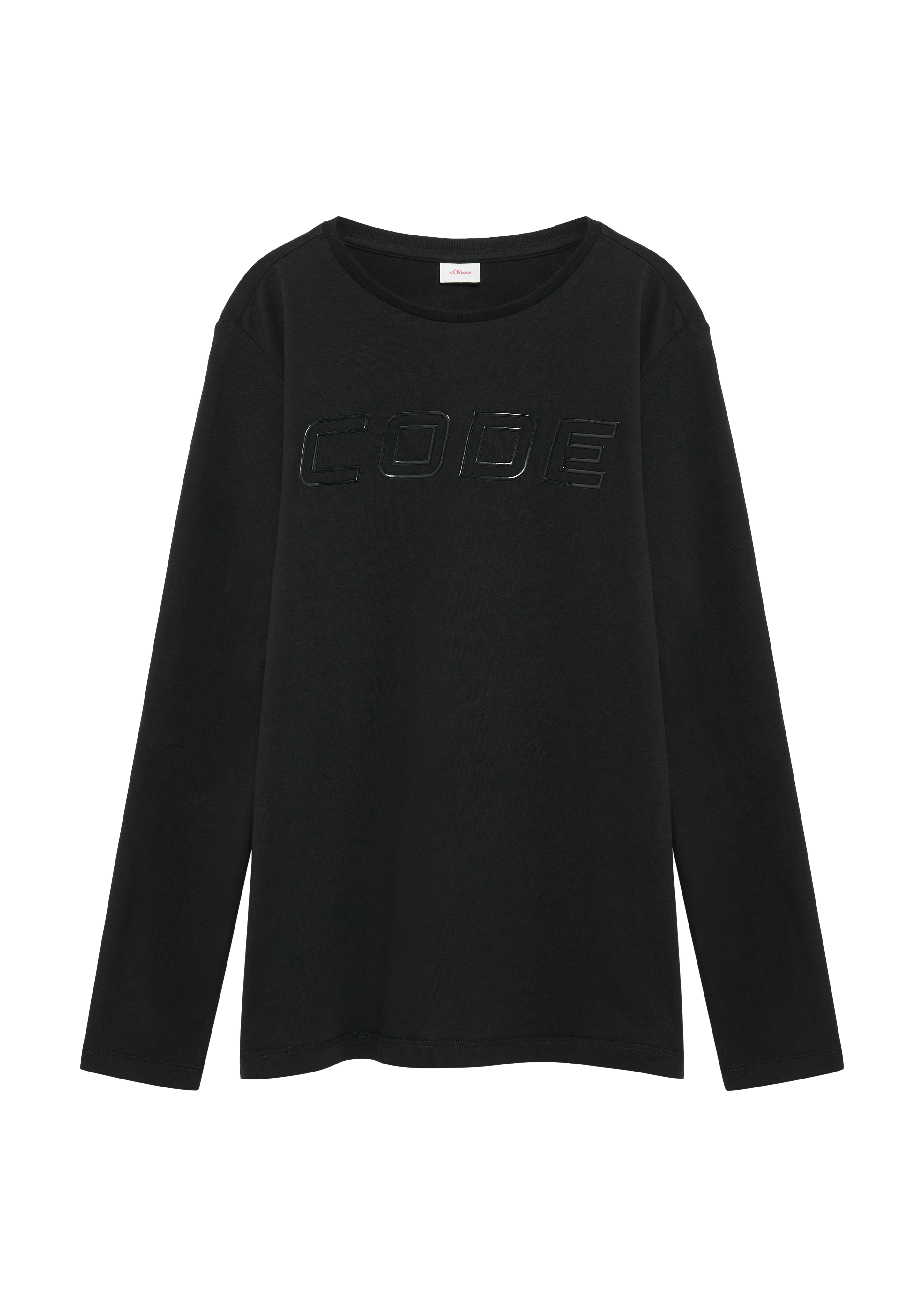 s.Oliver - Weiches Baumwoll-Longsleeve mit 3D-Print, Jungen, schwarz