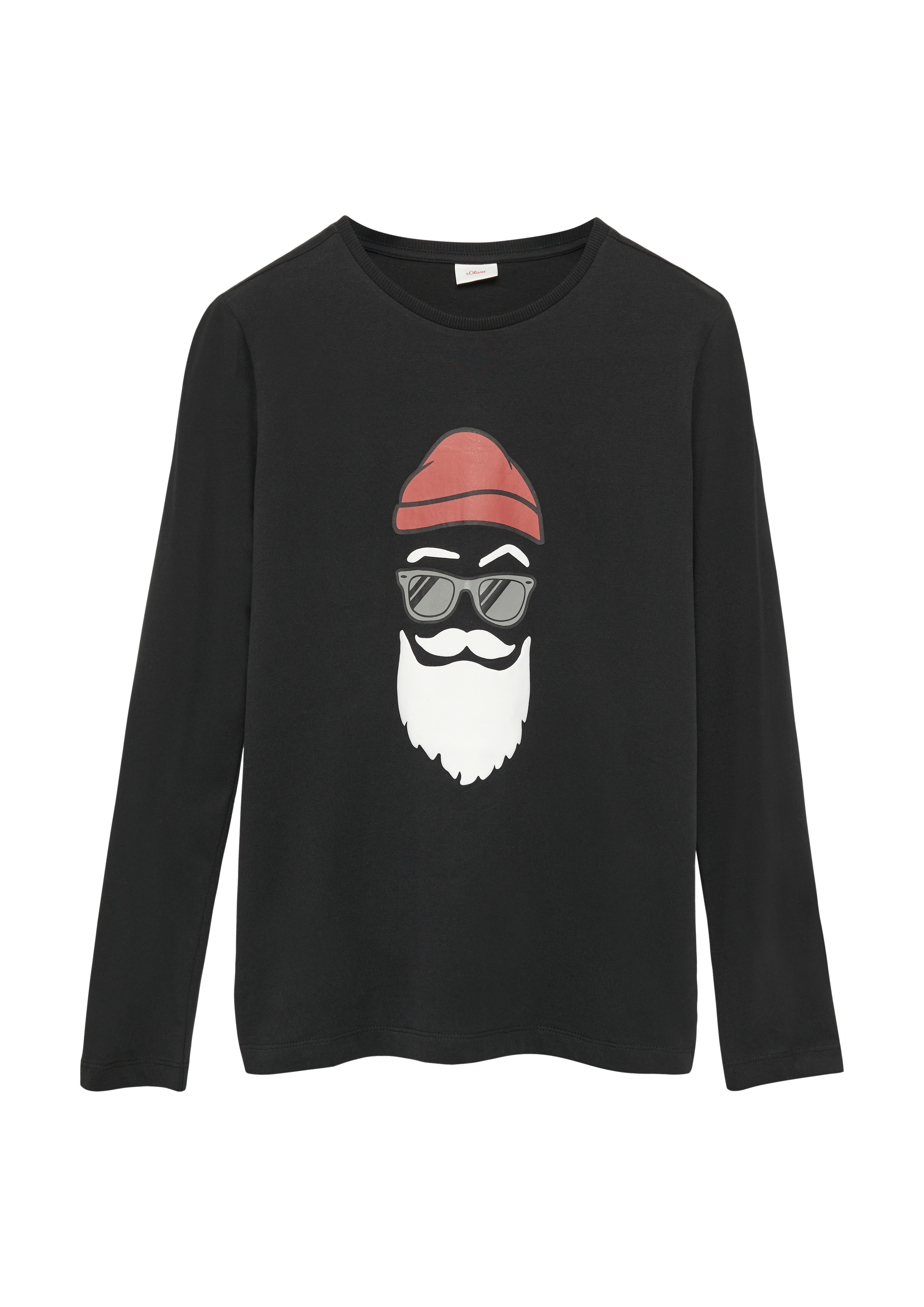 s.Oliver - Longsleeve mit Weihnachtsmotiv, Jungen, schwarz