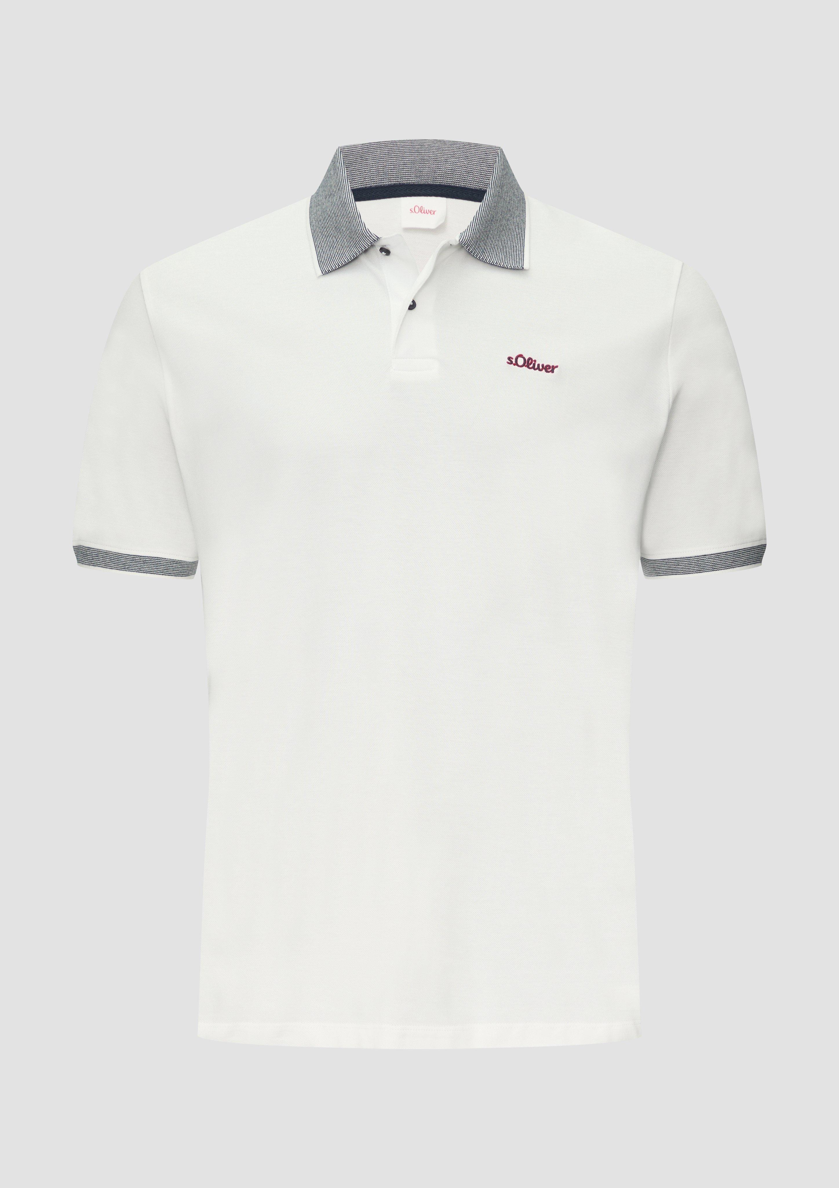 s.Oliver - Poloshirt mit Kontrast-Details, Herren, weiß