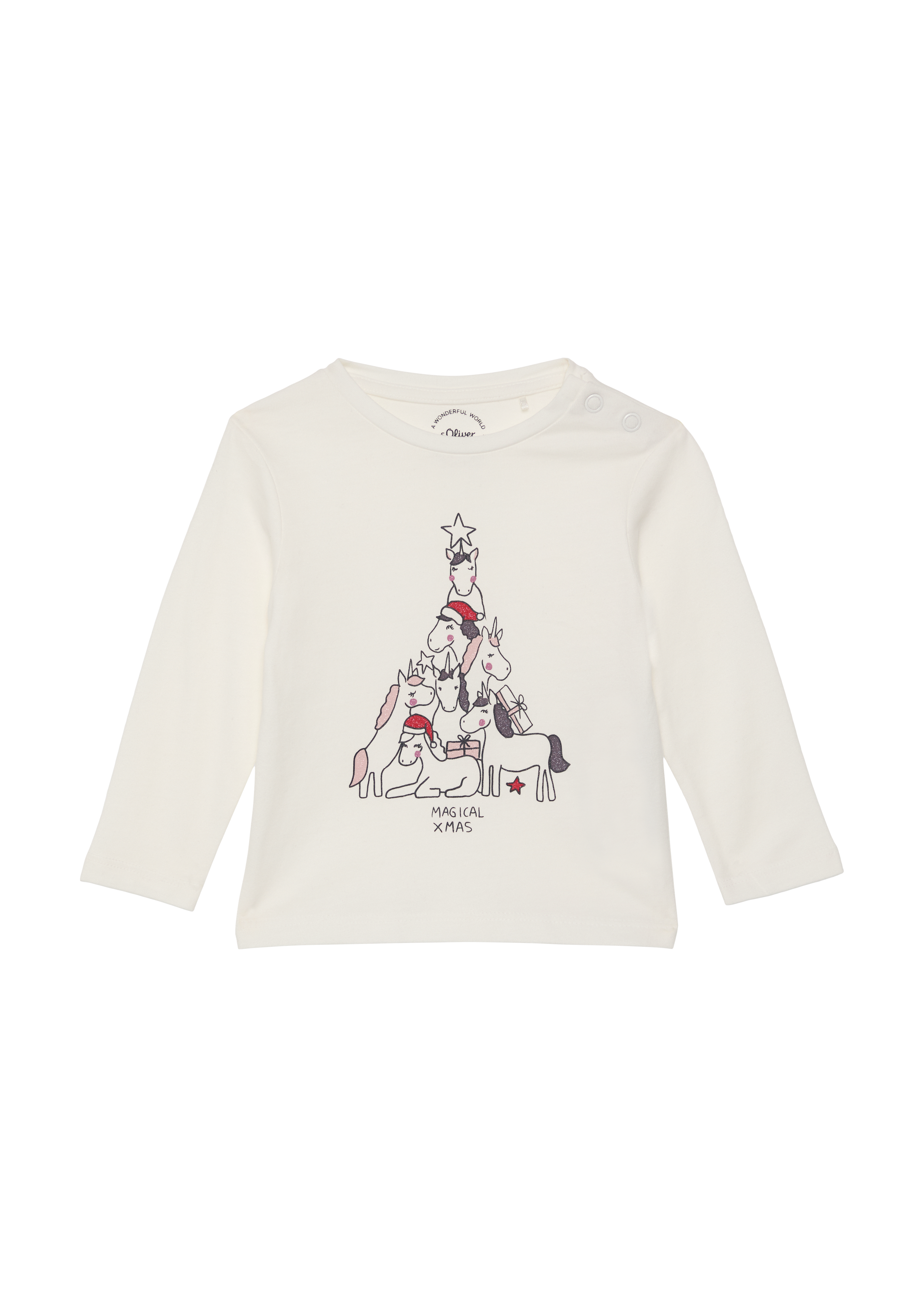 s.Oliver - Longsleeve mit Weihnachtsmotiv, Babys, creme