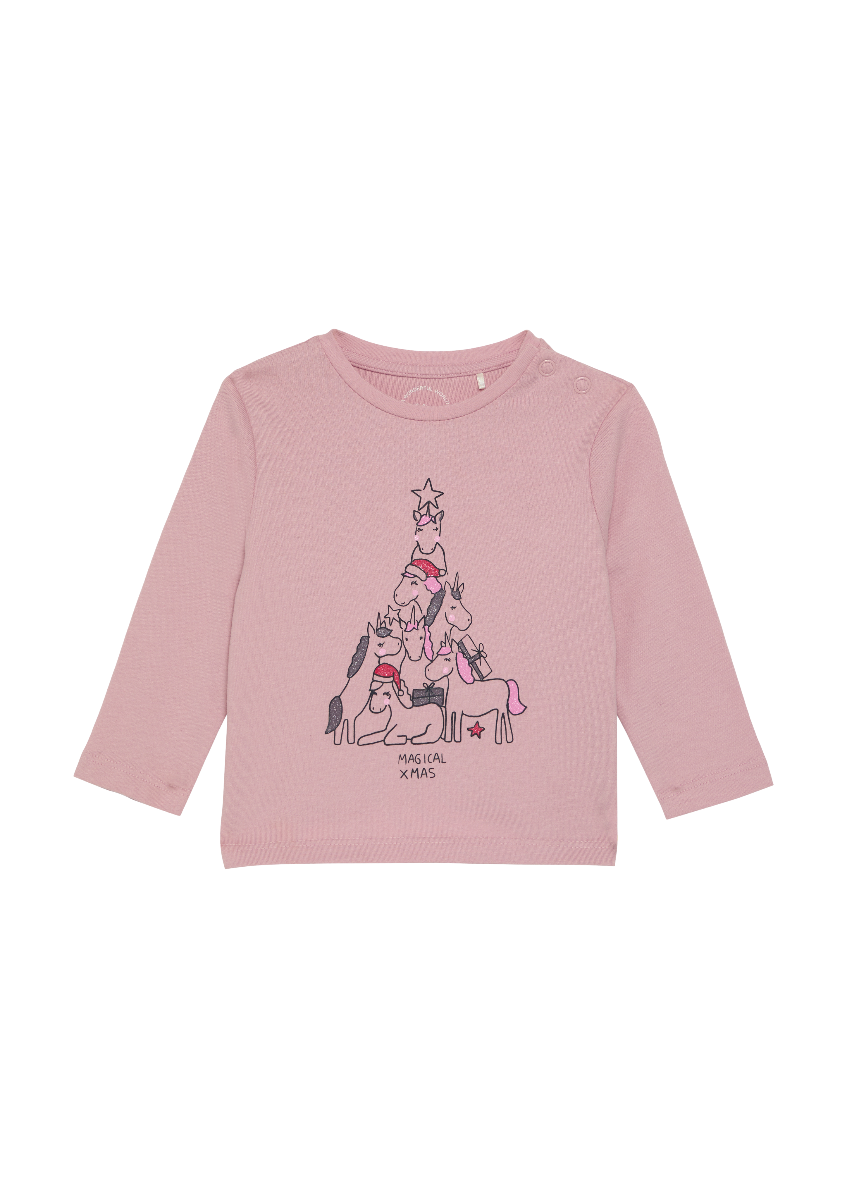 s.Oliver - Longsleeve mit Weihnachtsmotiv, Babys, Rosa