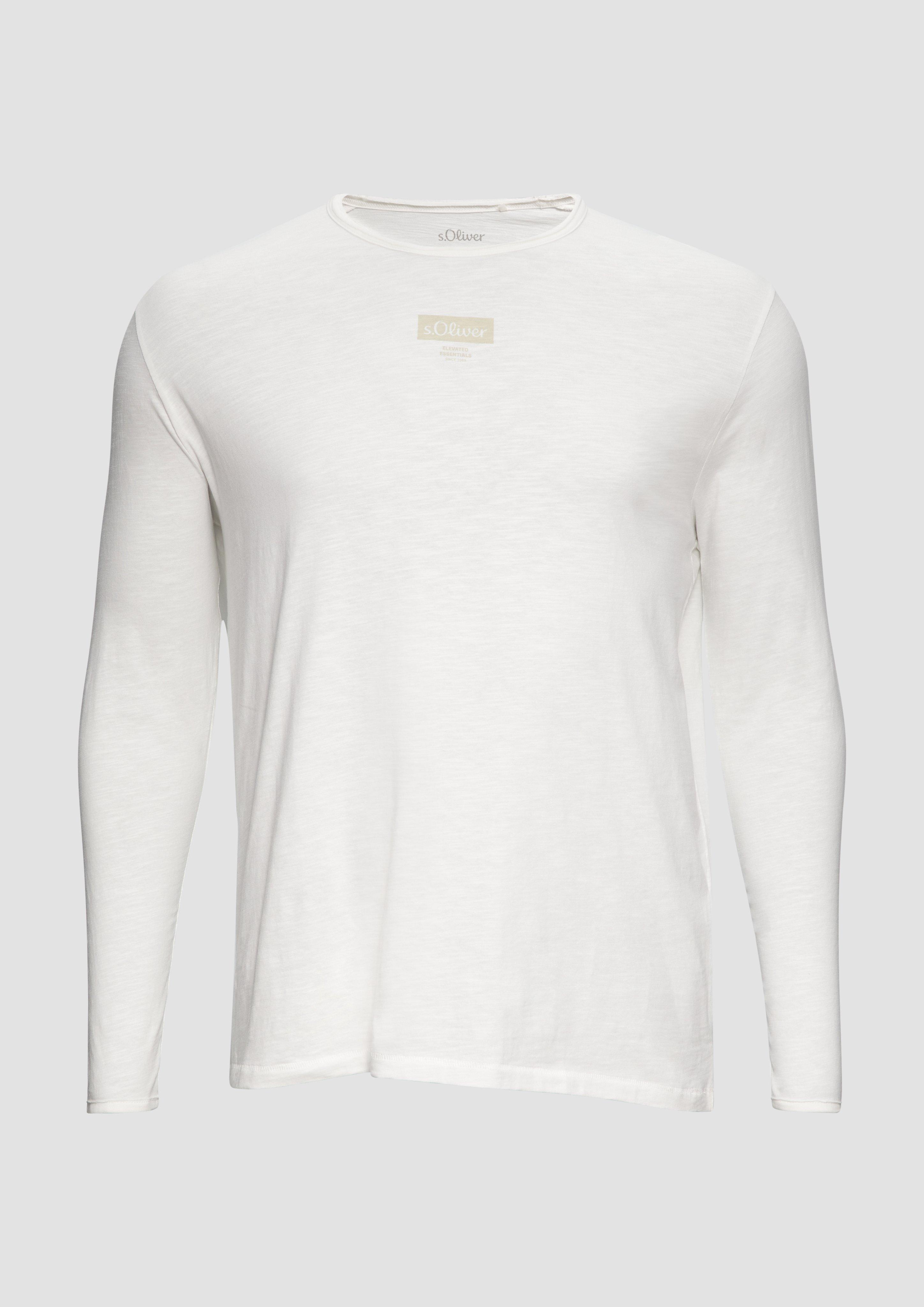 s.Oliver - Longsleeve mit Print-Detail, Herren, weiß