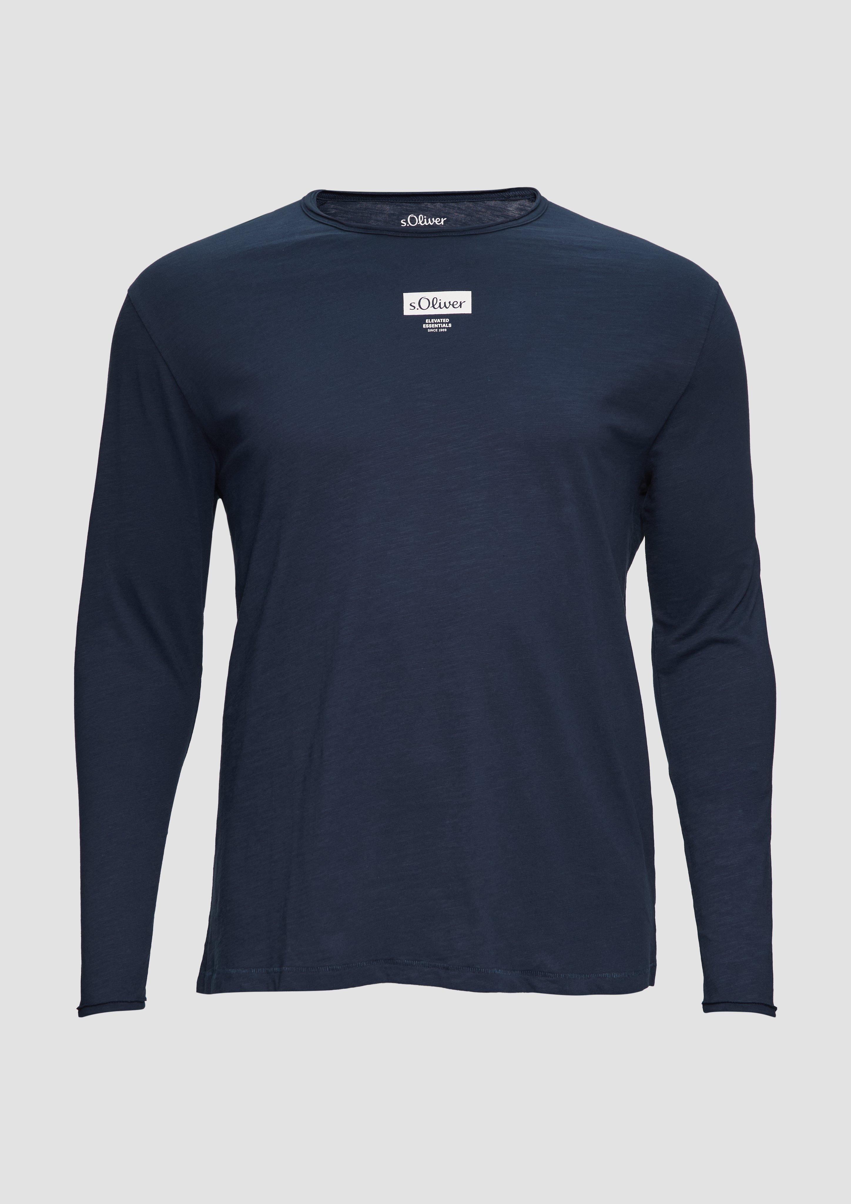 s.Oliver - Longsleeve mit Print-Detail, Herren, blau