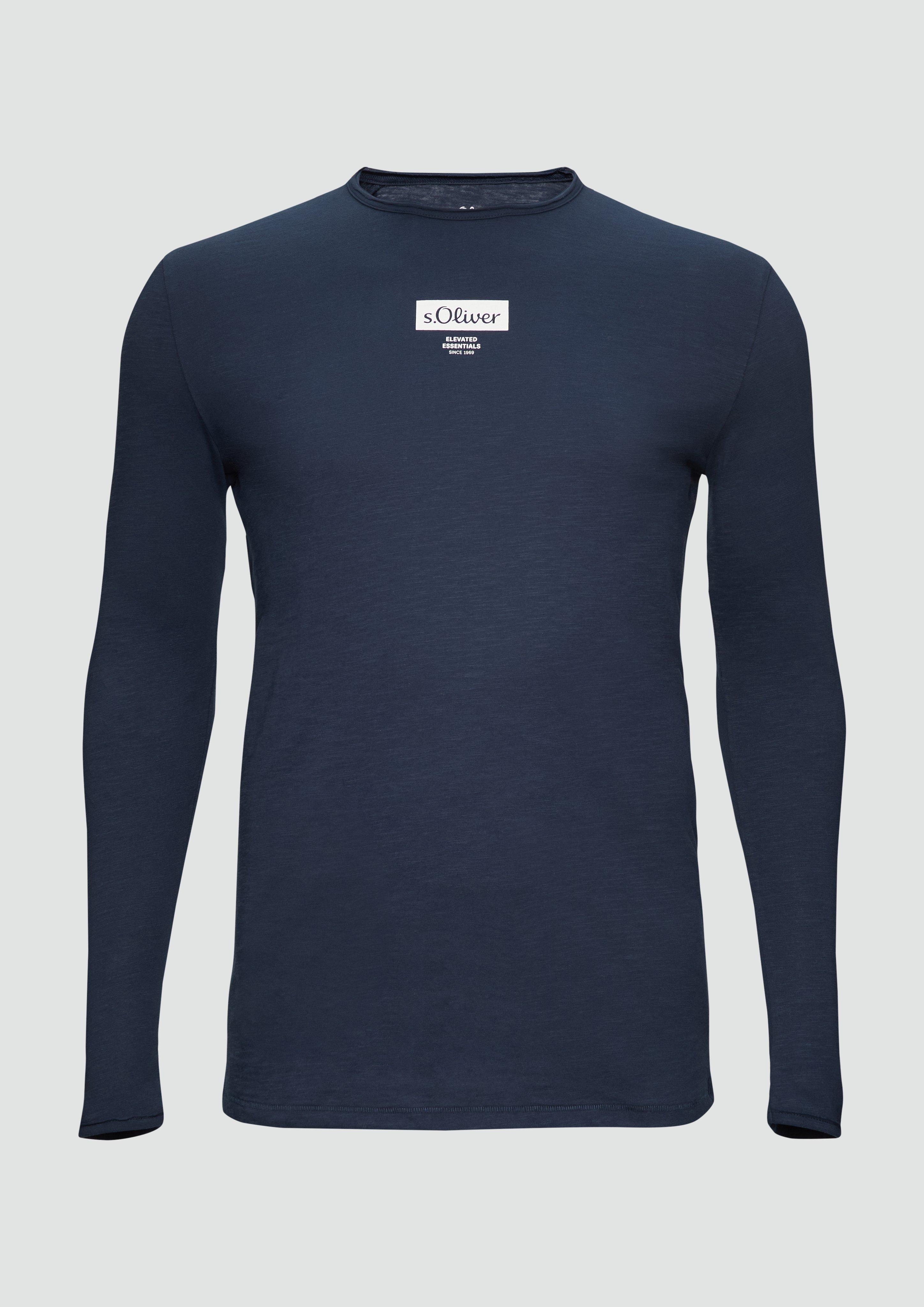 Thumbnail - s.Oliver - Longsleeve mit Label-Print, Herren, blau