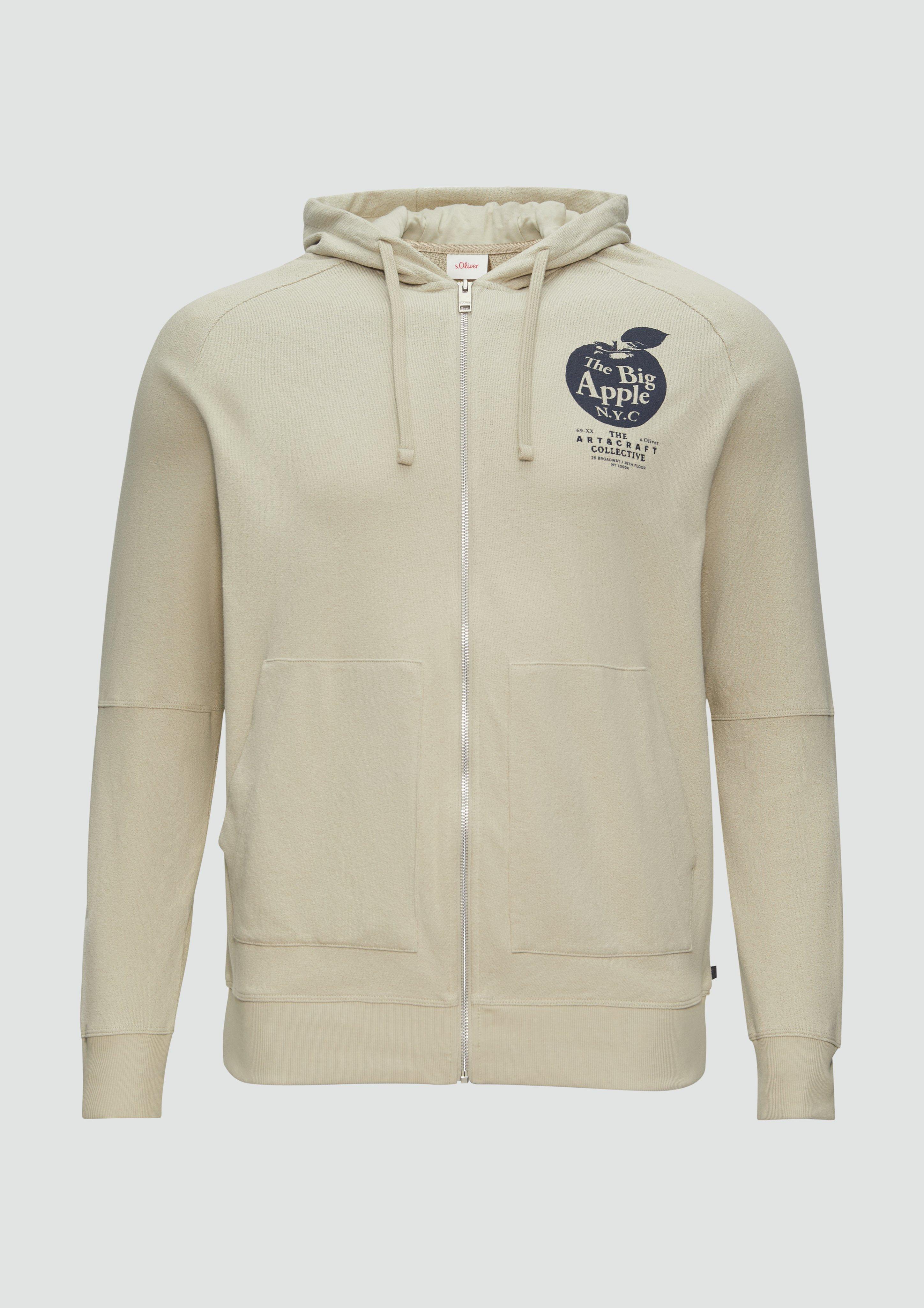 s.Oliver - Sweatjacke mit Kapuze, Herren, Beige