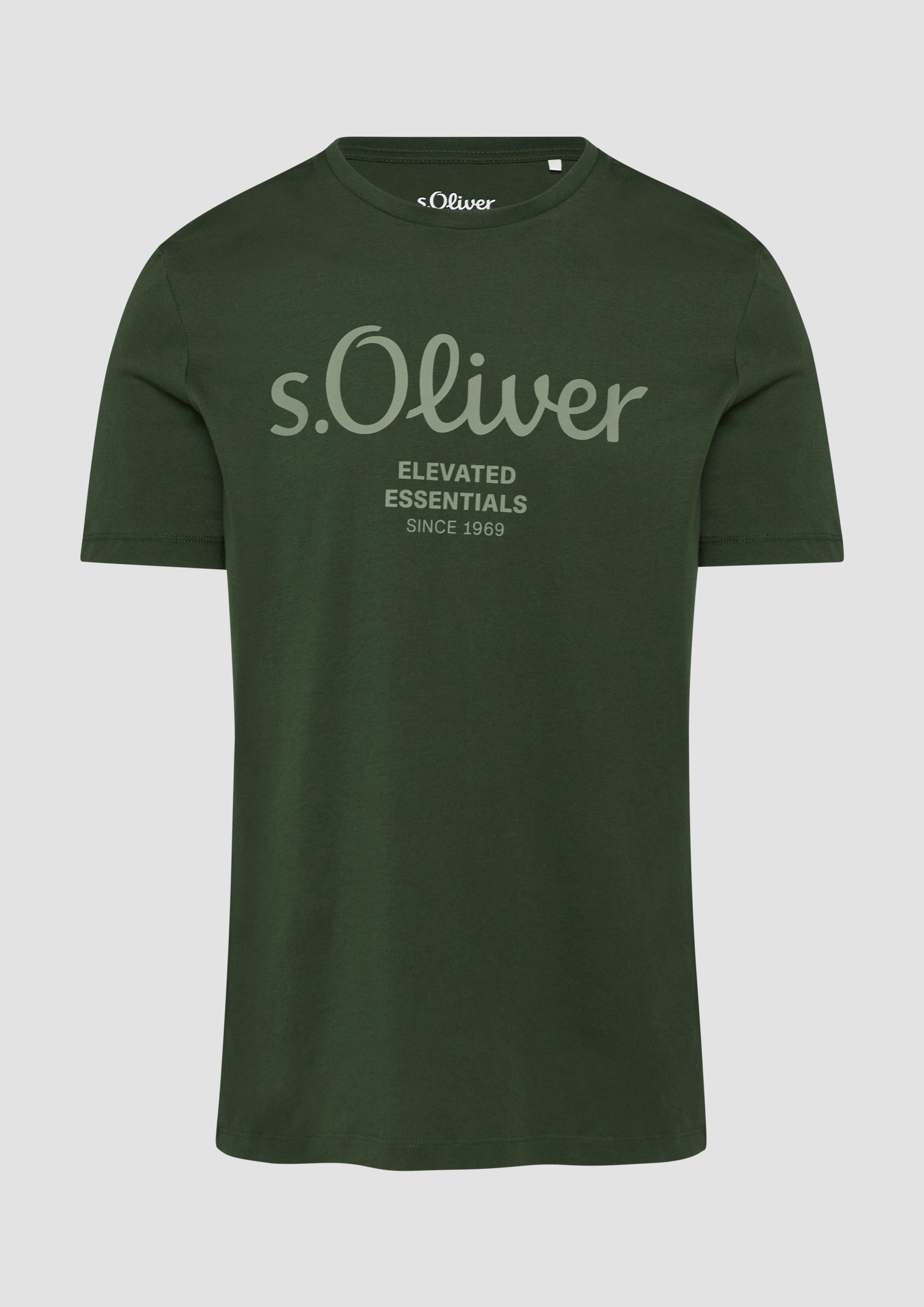 s.Oliver - T-Shirt mit Logo-Print, Herren, Grün