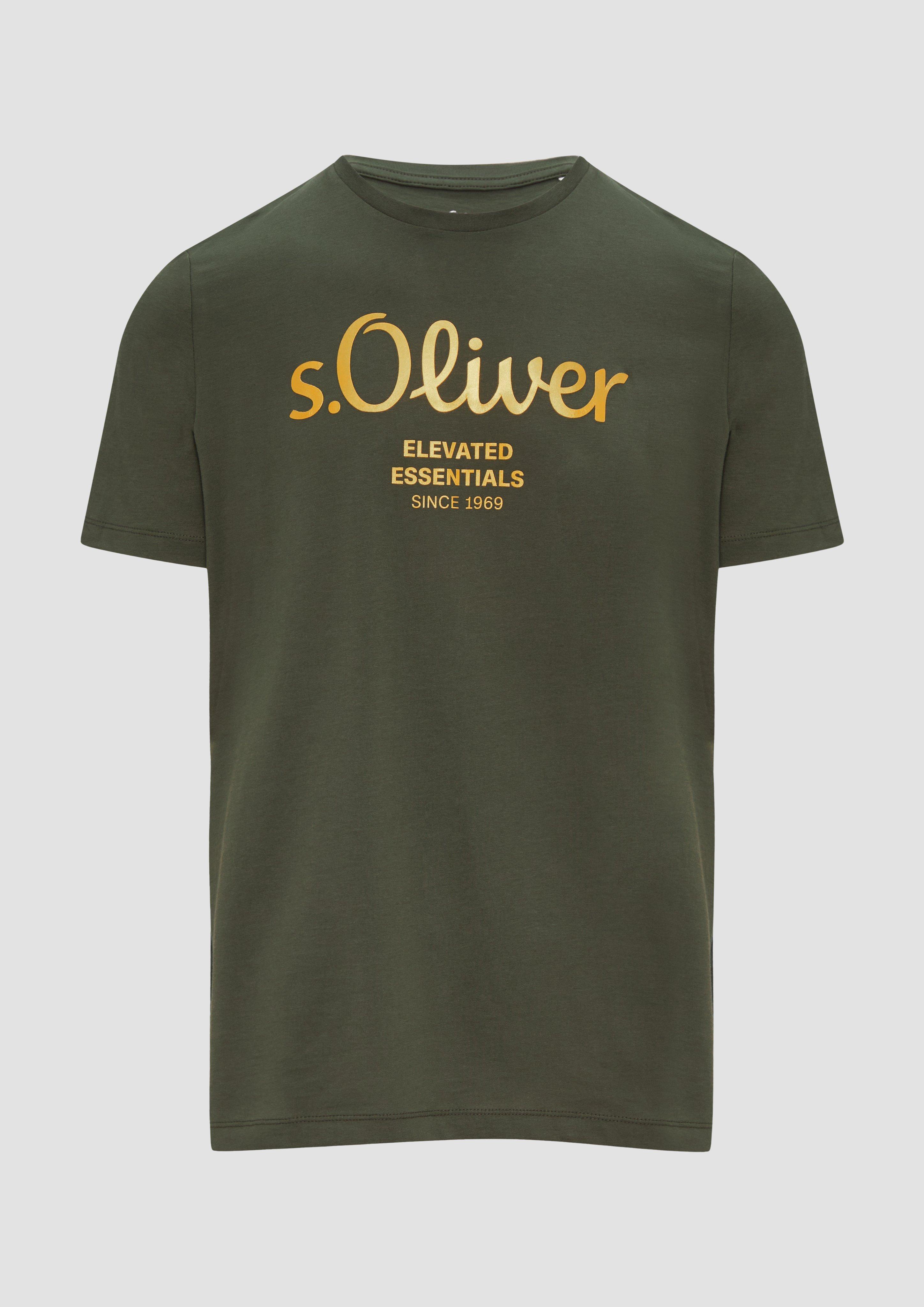 s.Oliver - T-Shirt mit Logo-Print, Herren, Grün