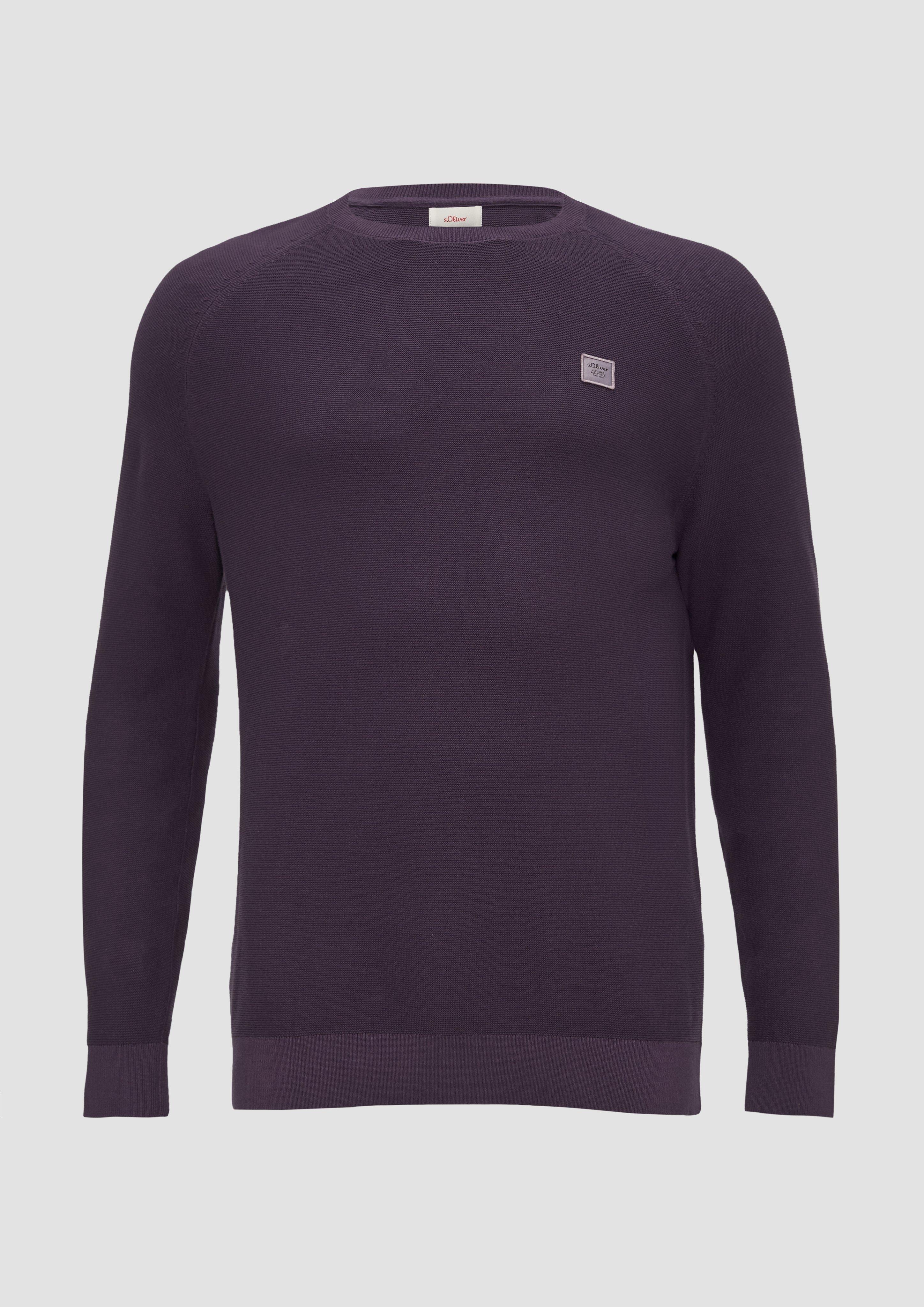 s.Oliver - Strickpullover mit Crewneck, Herren, lila