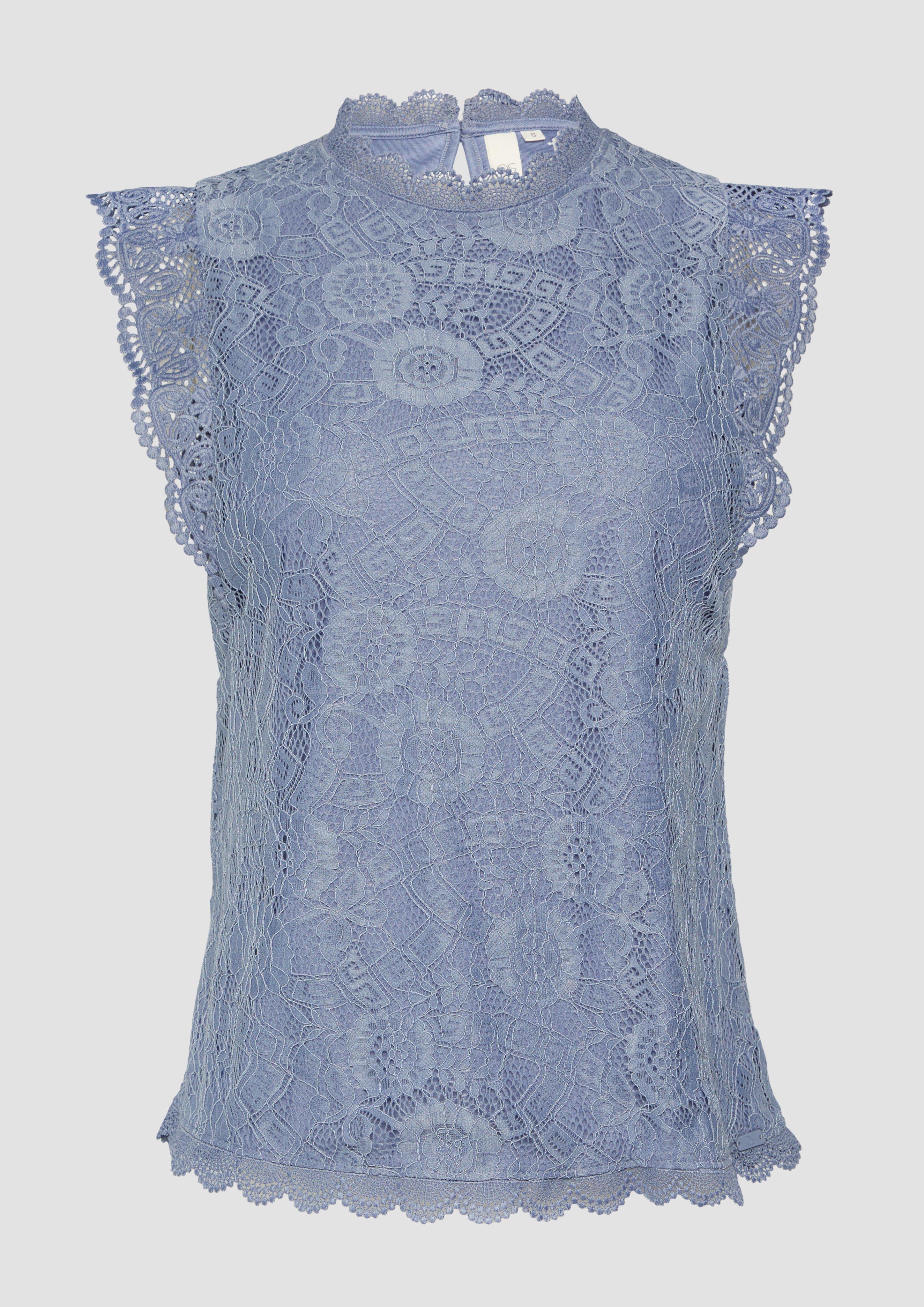 QS - Blusentop aus Spitze, Damen, blau