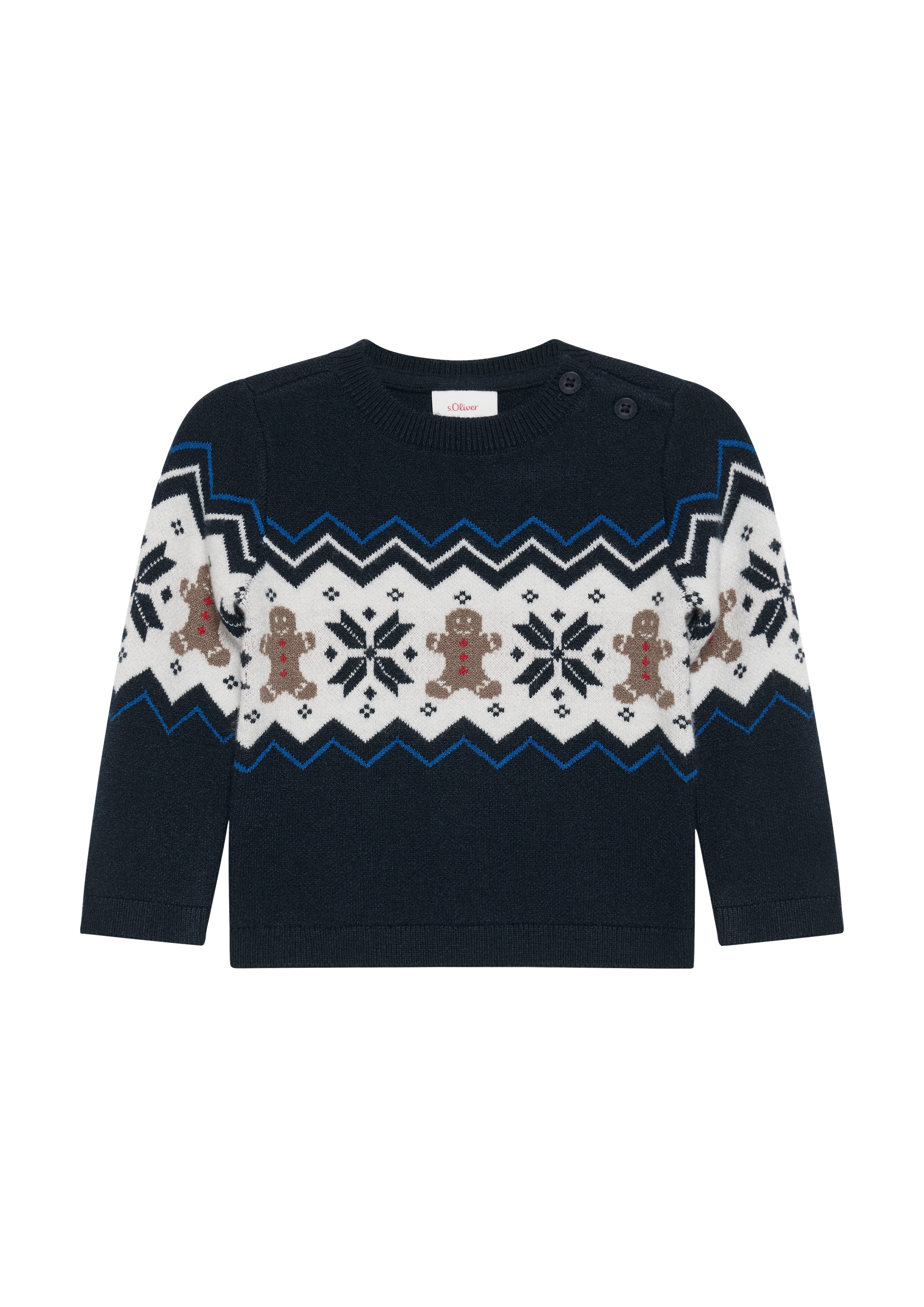 s.Oliver - Strickpullover mit Weihnachtsmotiv, Babys, blau