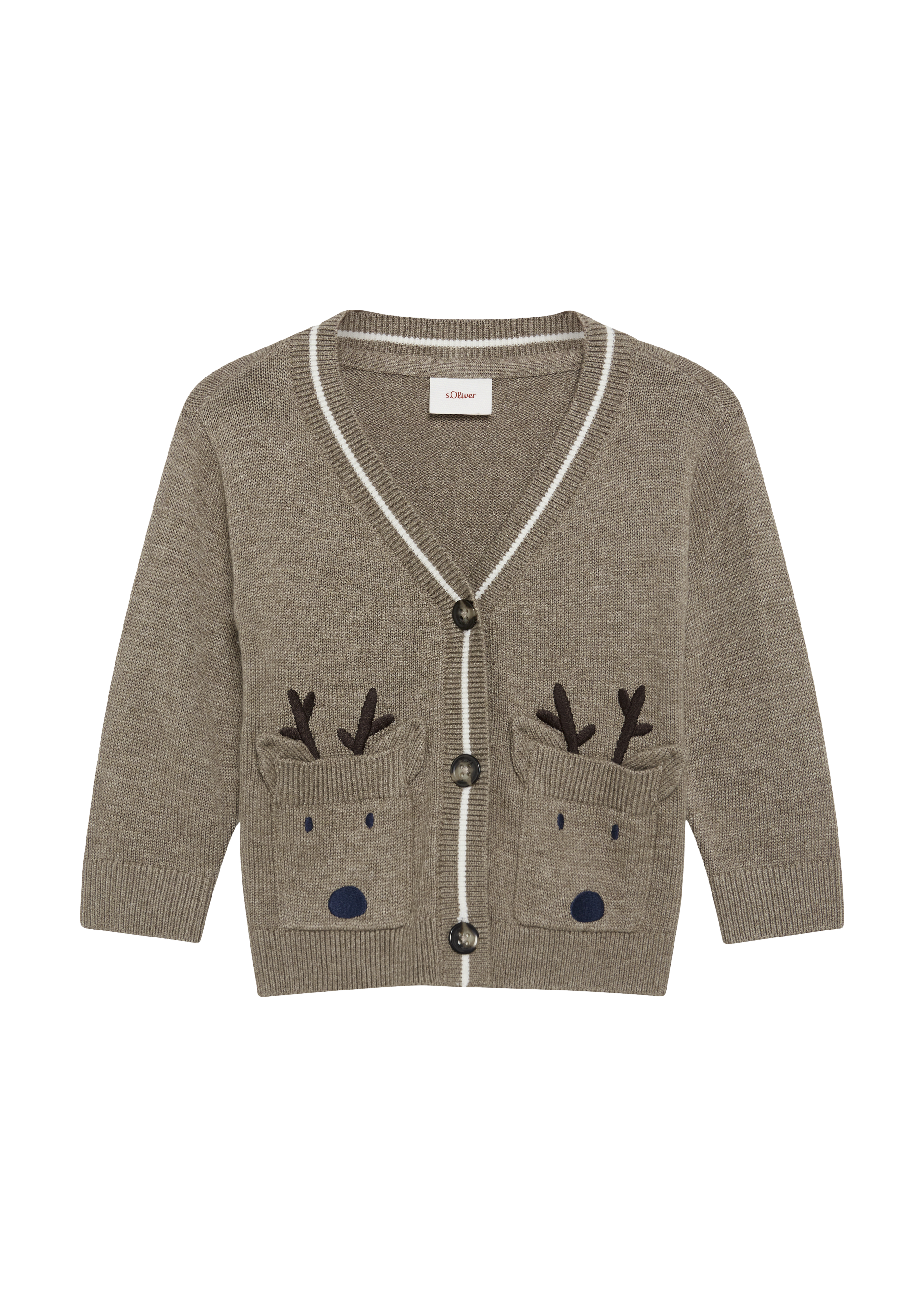 s.Oliver - Weiche Strickjacke mit Rentier-Applikation, Babys, braun