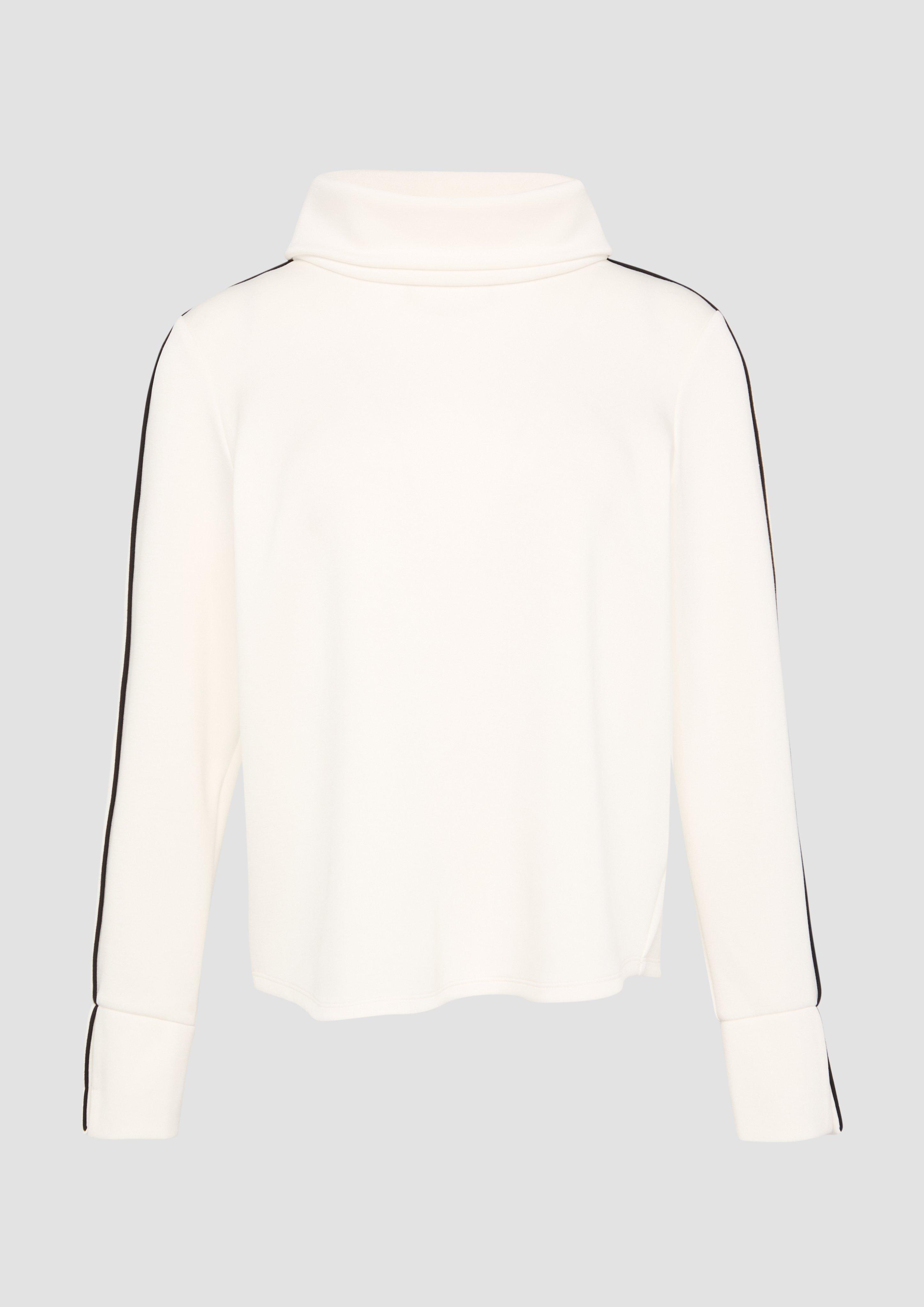 s.Oliver - Sweatshirt mit Kontrast-Details und geschlitztem Ärmelsaum, Damen, creme