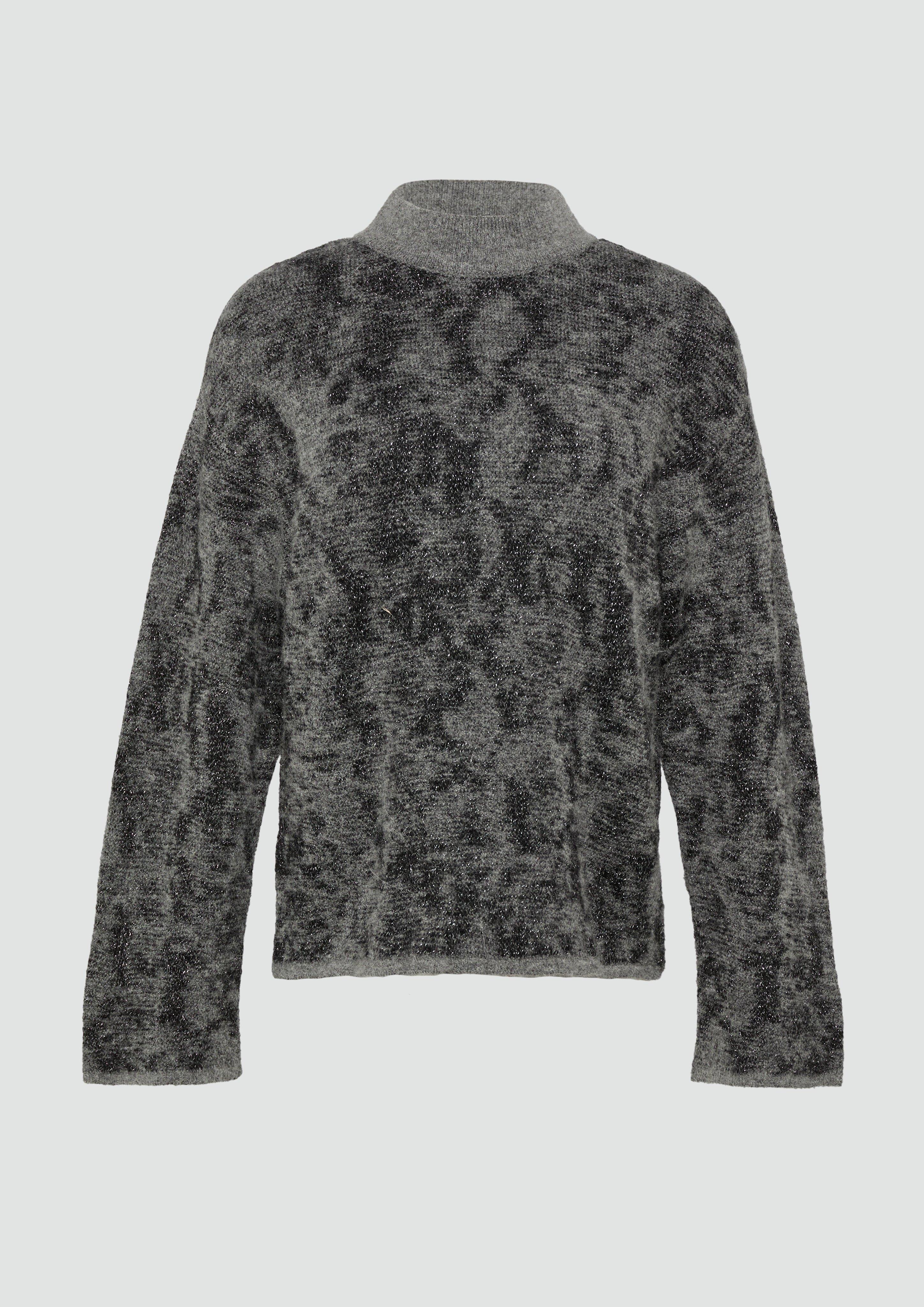 s.Oliver - Gemusterter Strickpullover mit Glitzergarn, Damen, grau