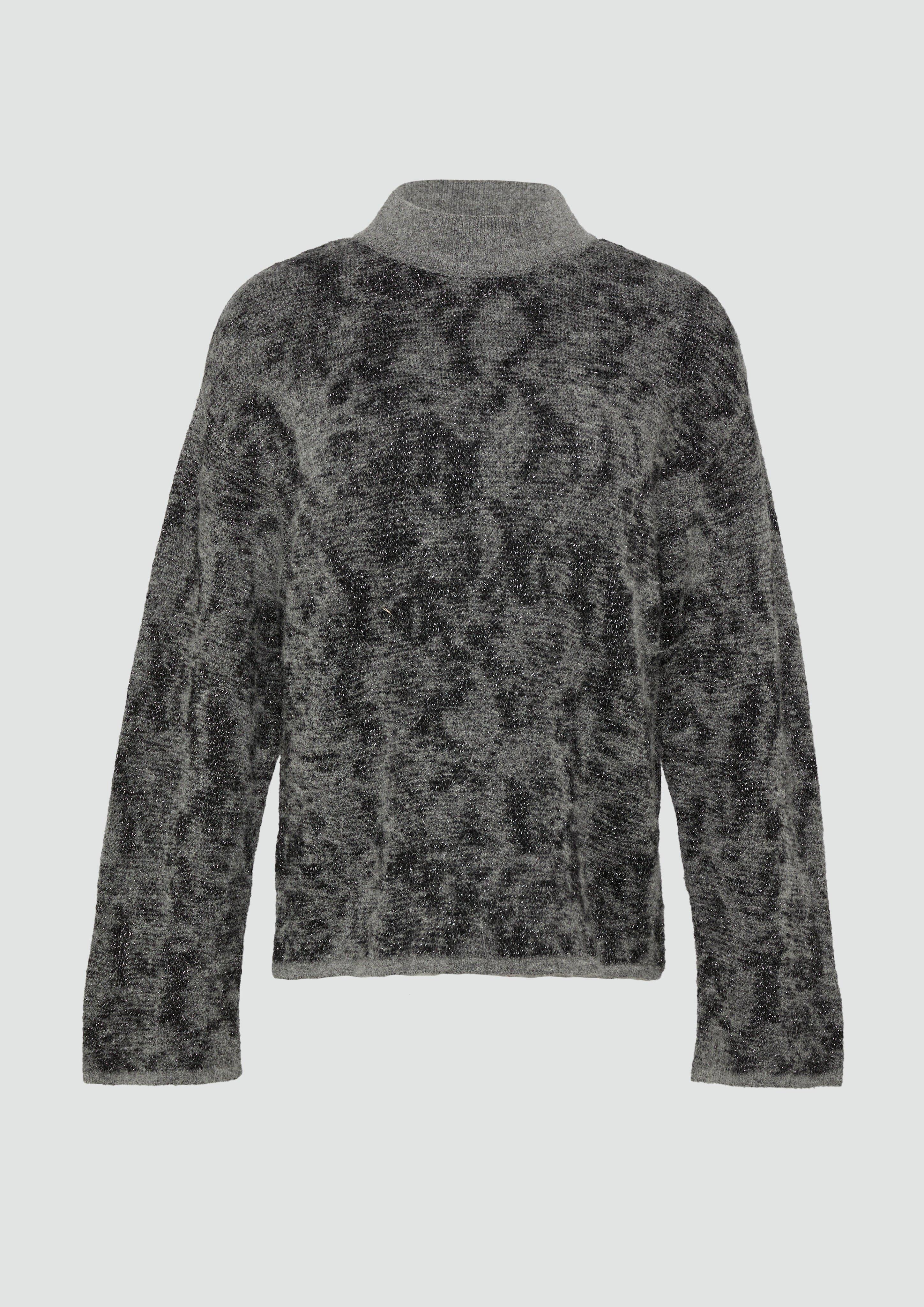 Thumbnail - s.Oliver - Gemusterter Strickpullover mit Glitzergarn, Damen, grau