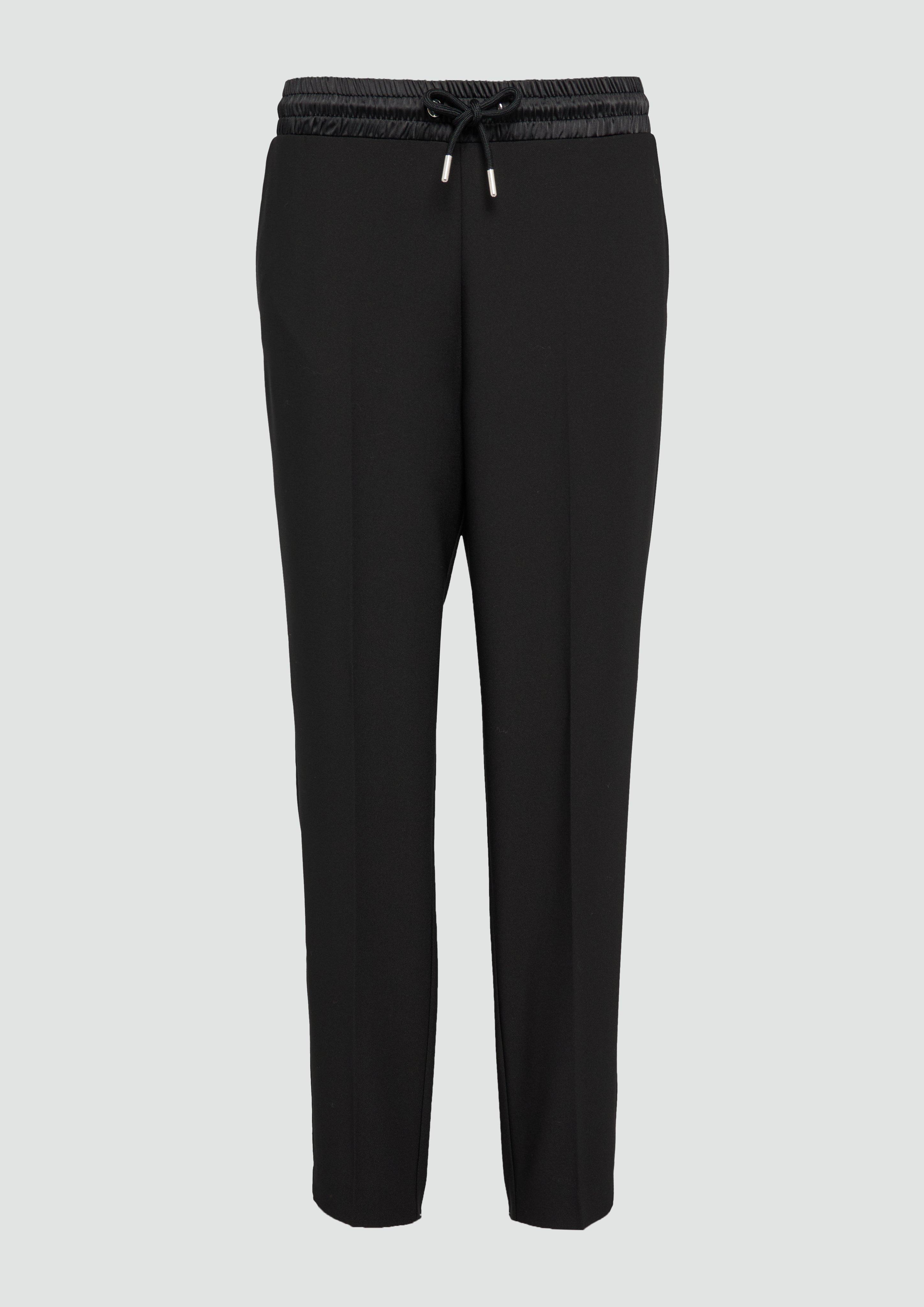 s.Oliver - Jogpants mit Satin-Bund aus Viskose-Mix, Damen, schwarz