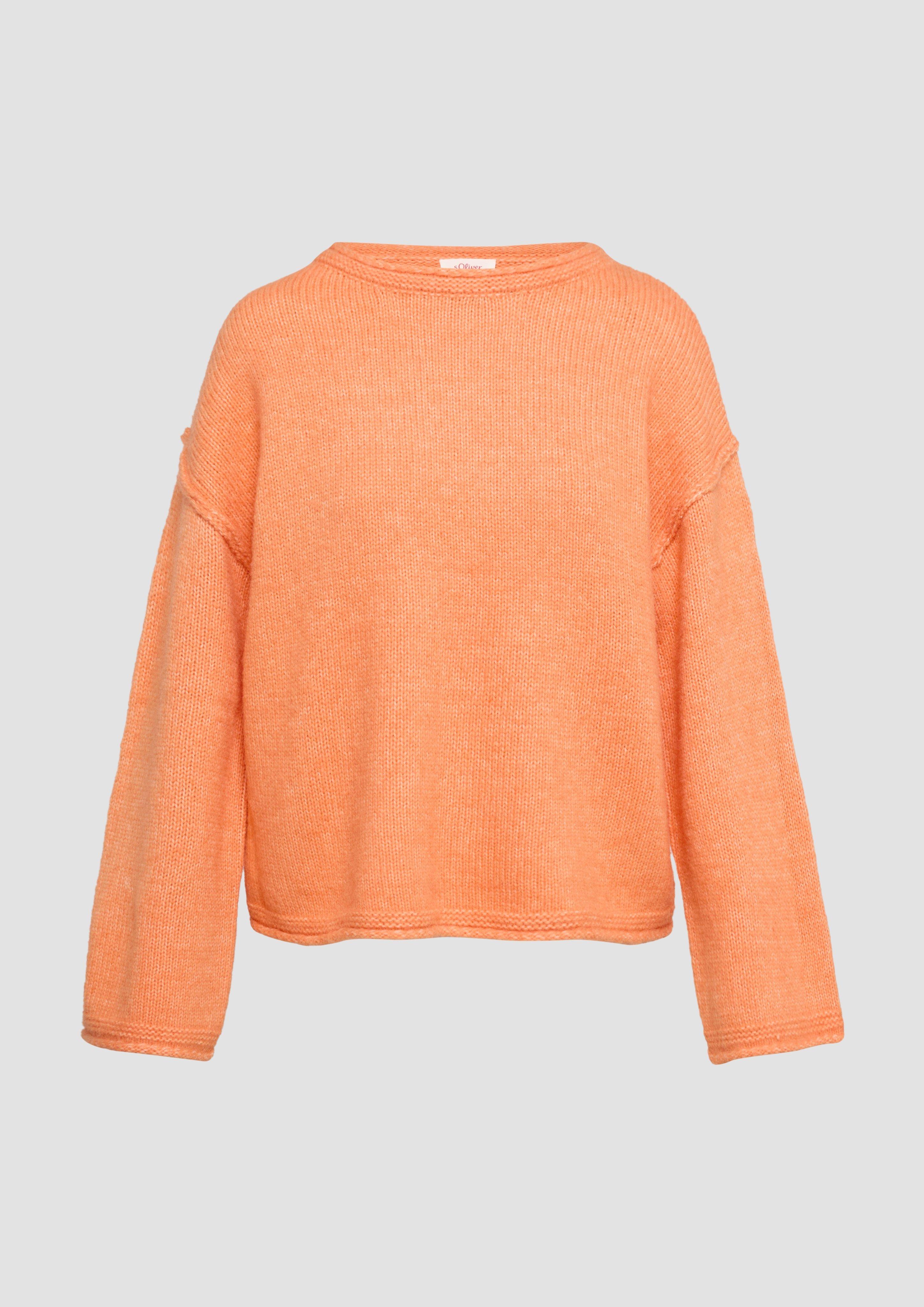 s.Oliver - Strickpullover mit weiten Ärmeln im Relaxed Fit, Damen, Orange