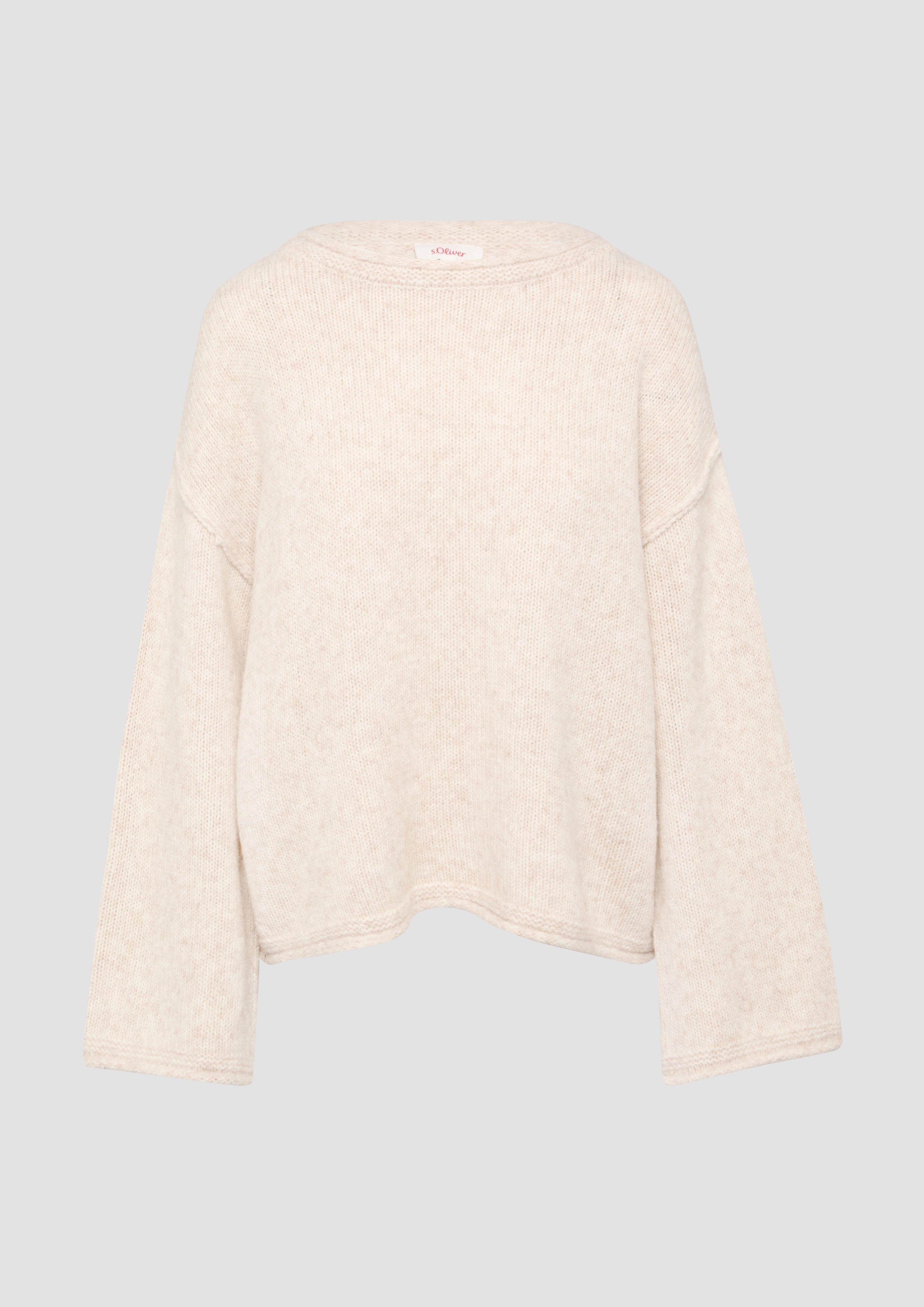 s.Oliver - Strickpullover mit weiten Ärmeln im Relaxed Fit, Damen, Beige