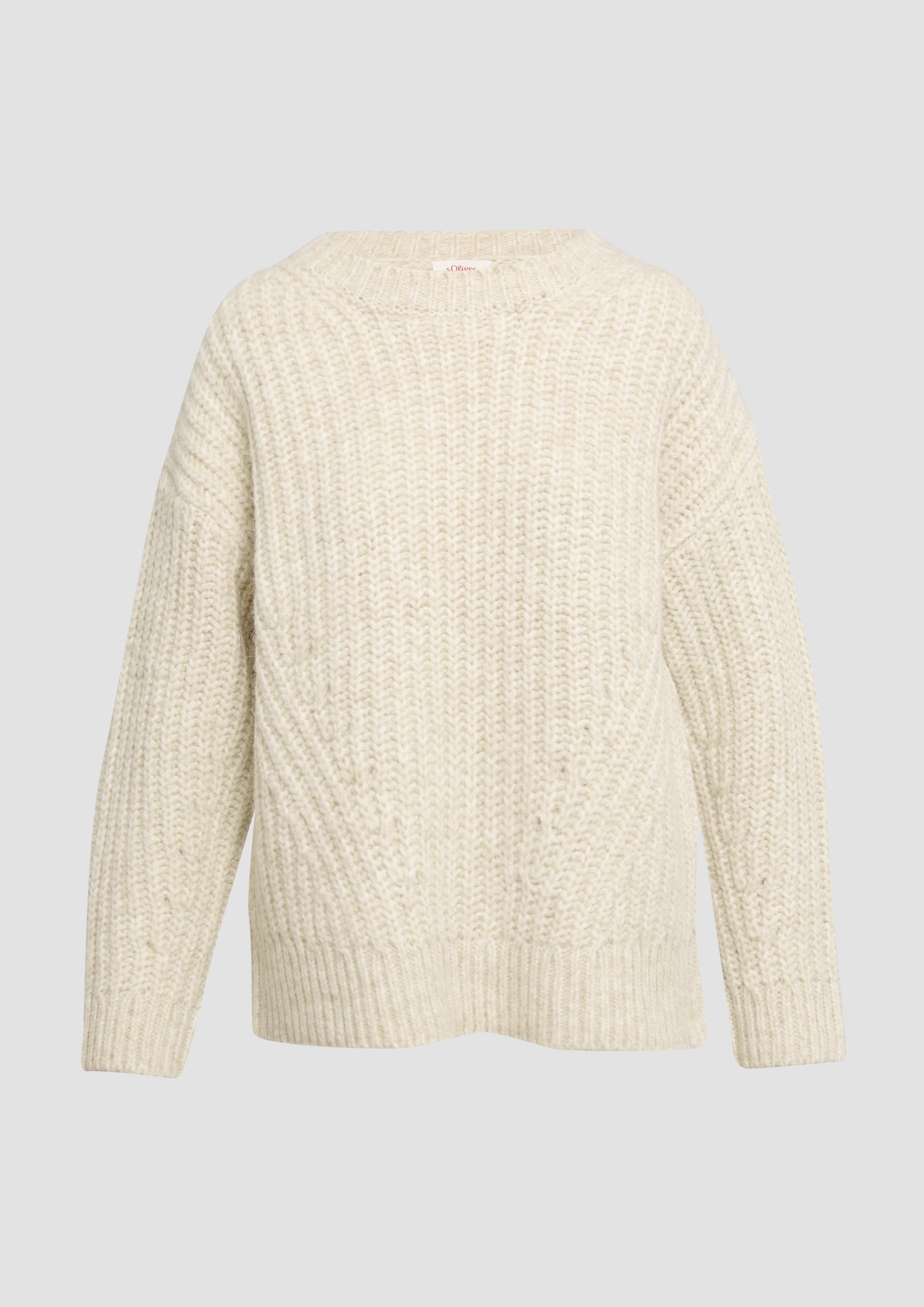 Thumbnail - s.Oliver - Weicher Grobstrickpullover mit überschnittenen Schultern, Damen, Beige