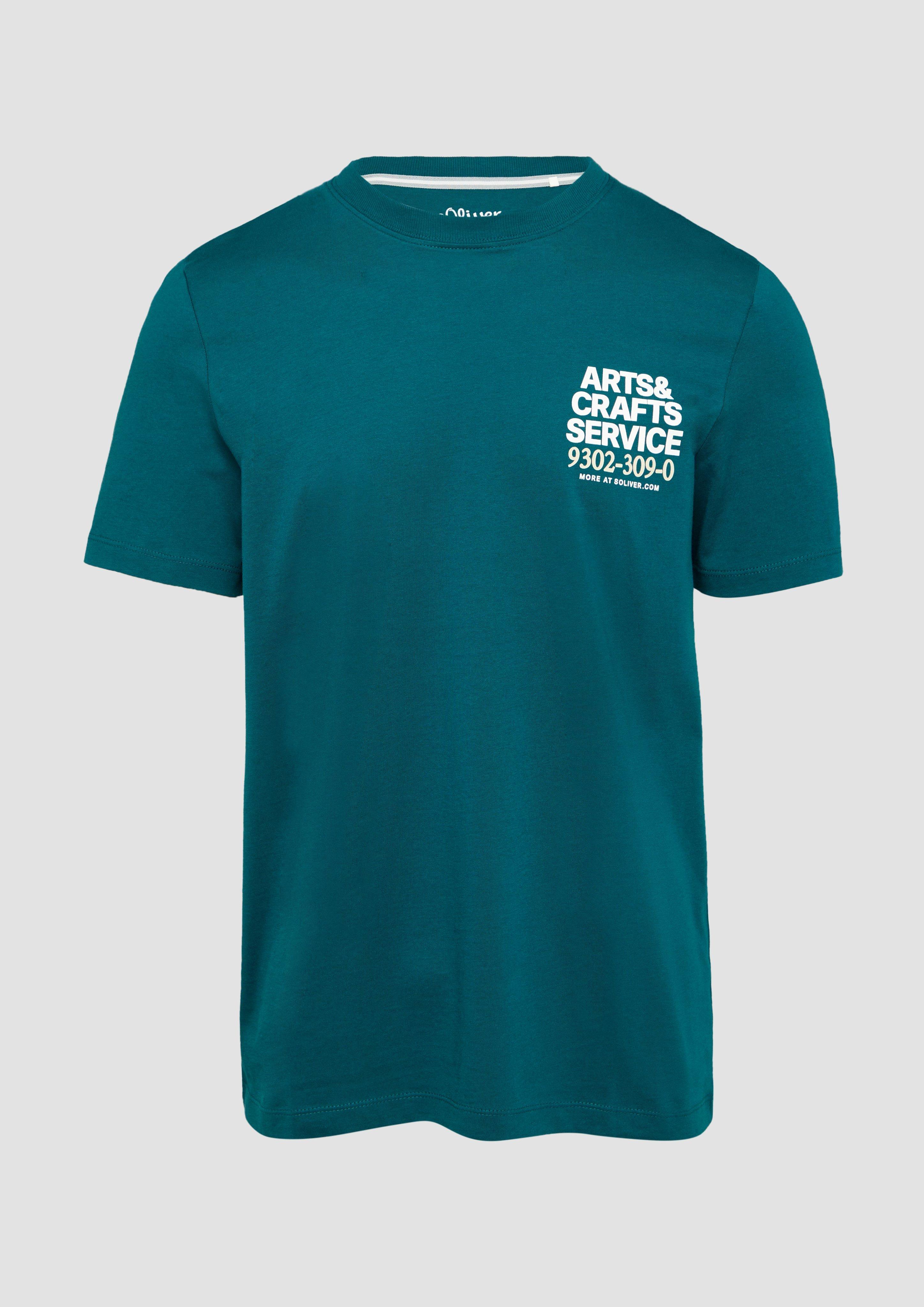 s.Oliver - T-Shirt mit Crew Neck und Frontprint, Herren, Blau