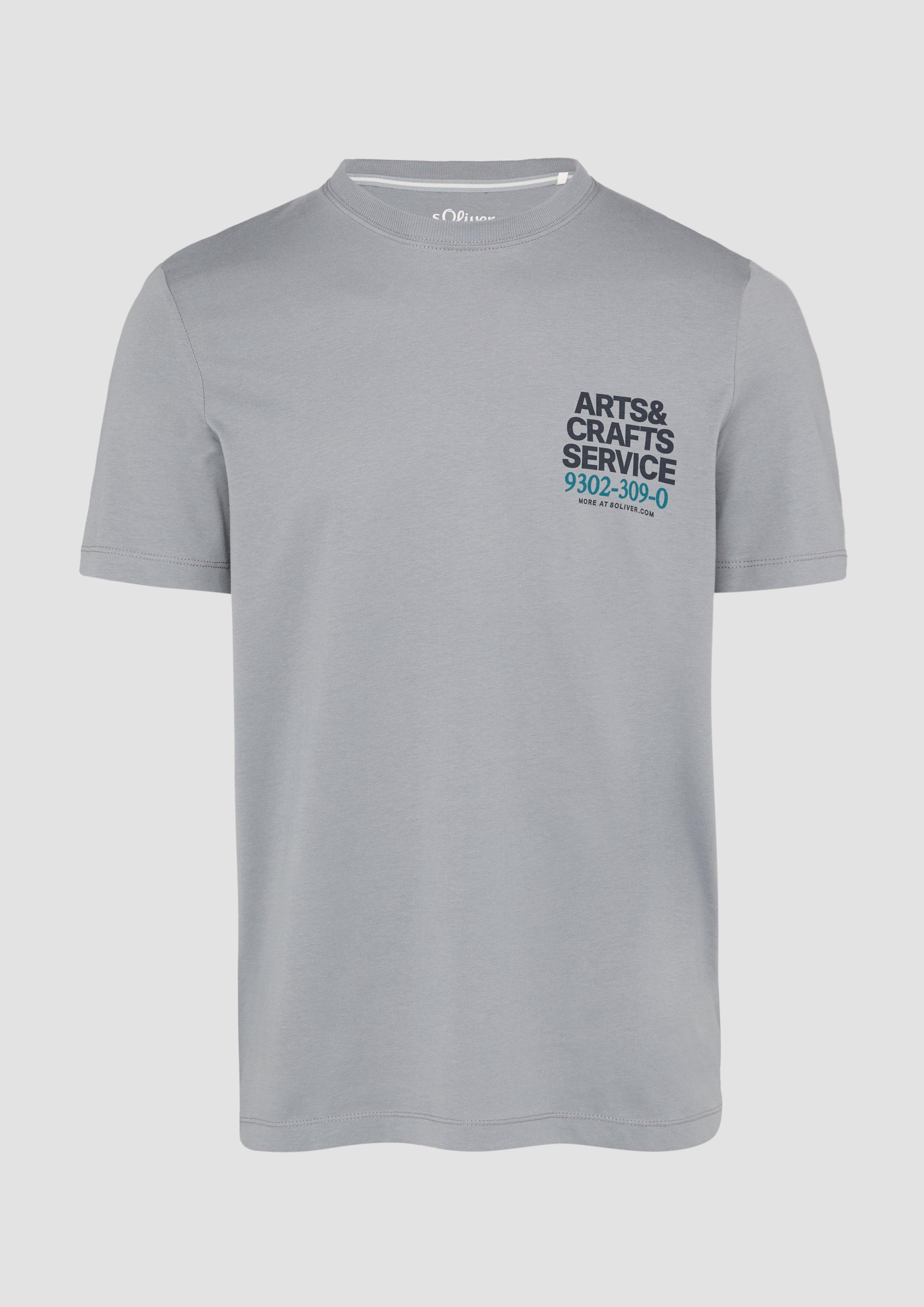 s.Oliver - T-Shirt mit Crew Neck und Frontprint, Herren, grau