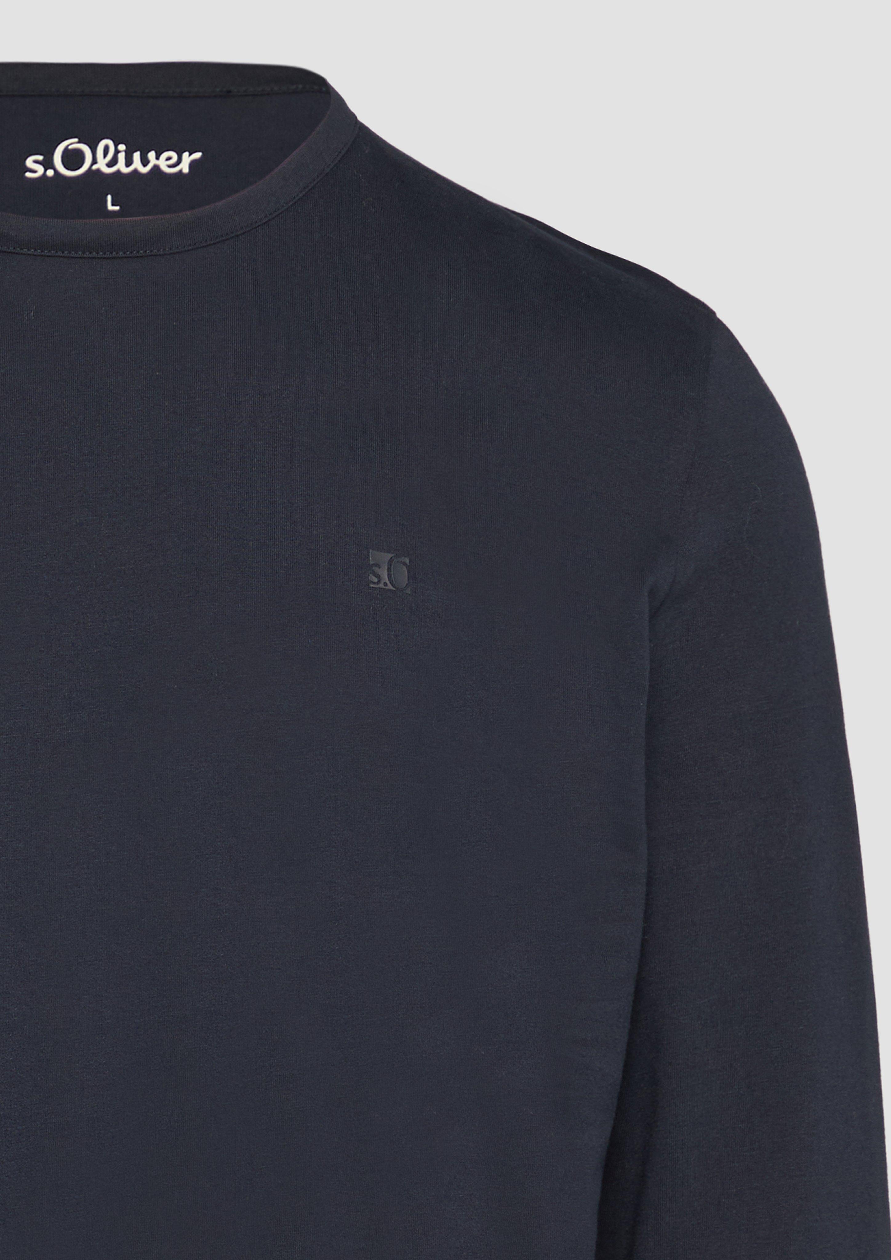 Soft, long sleeve jersey top with a logo detail - ocean blue