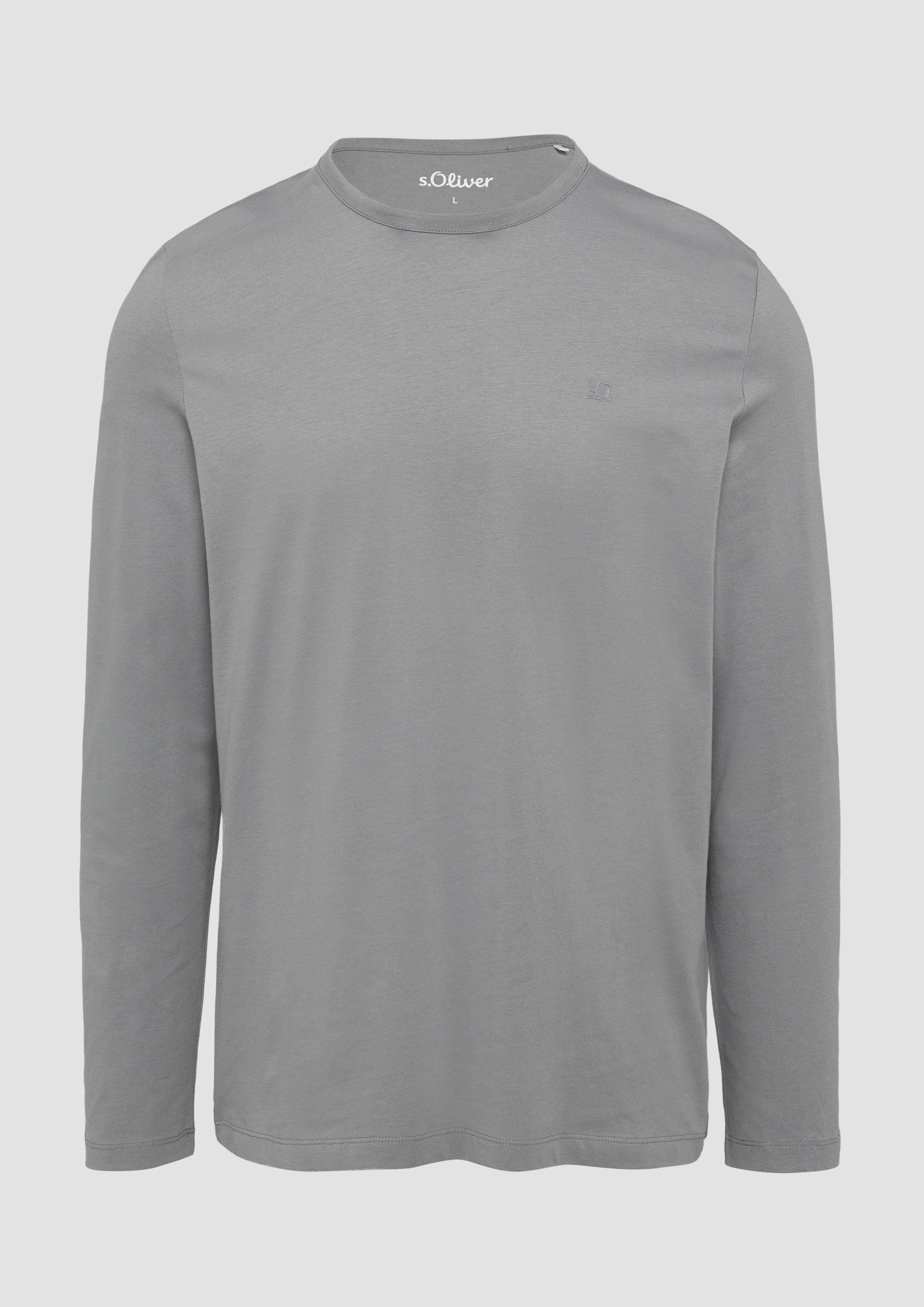 s.Oliver - Softes Longsleeve aus Jersey mit Logo-Detail, Herren, grau