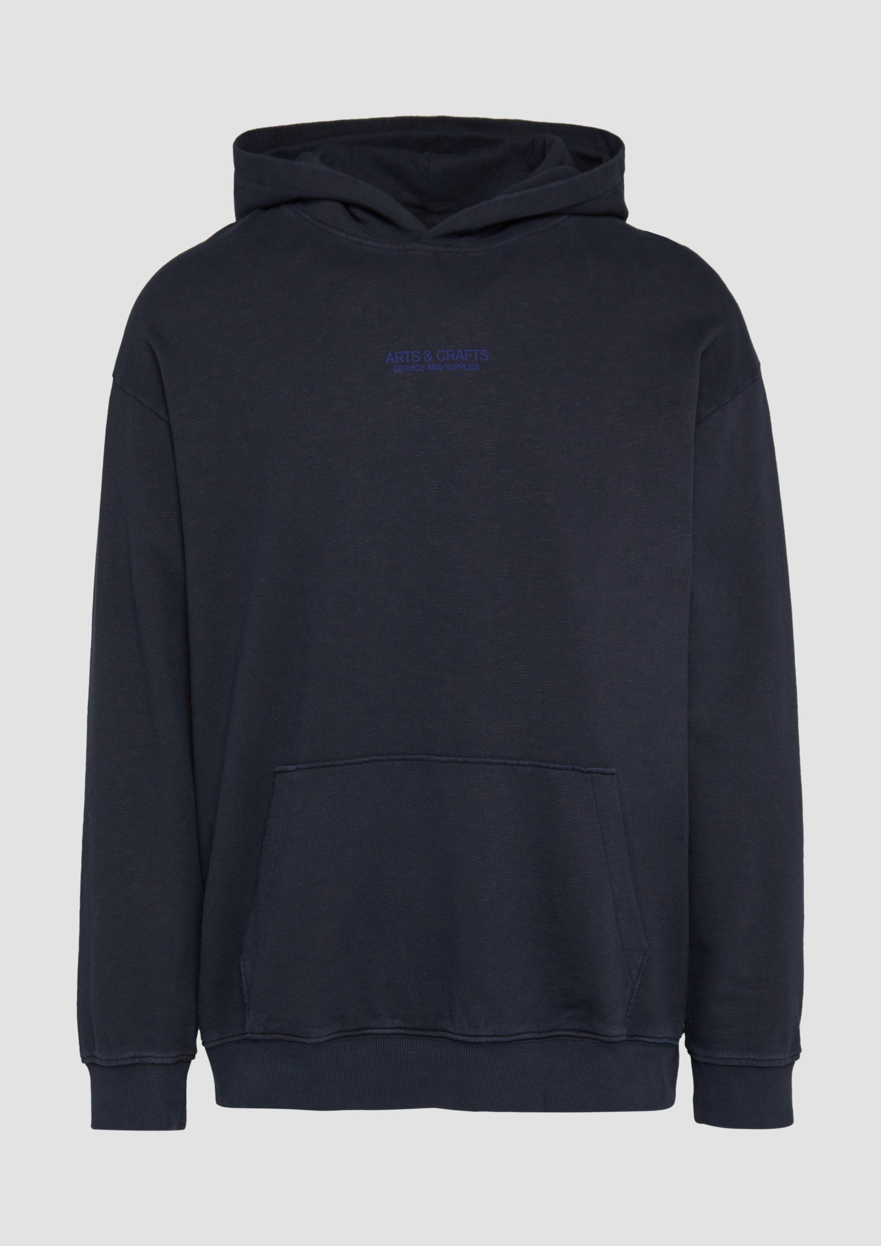 s.Oliver - Hoodie mit Flammgarn-Struktur im Relaxed Fit, Herren, blau