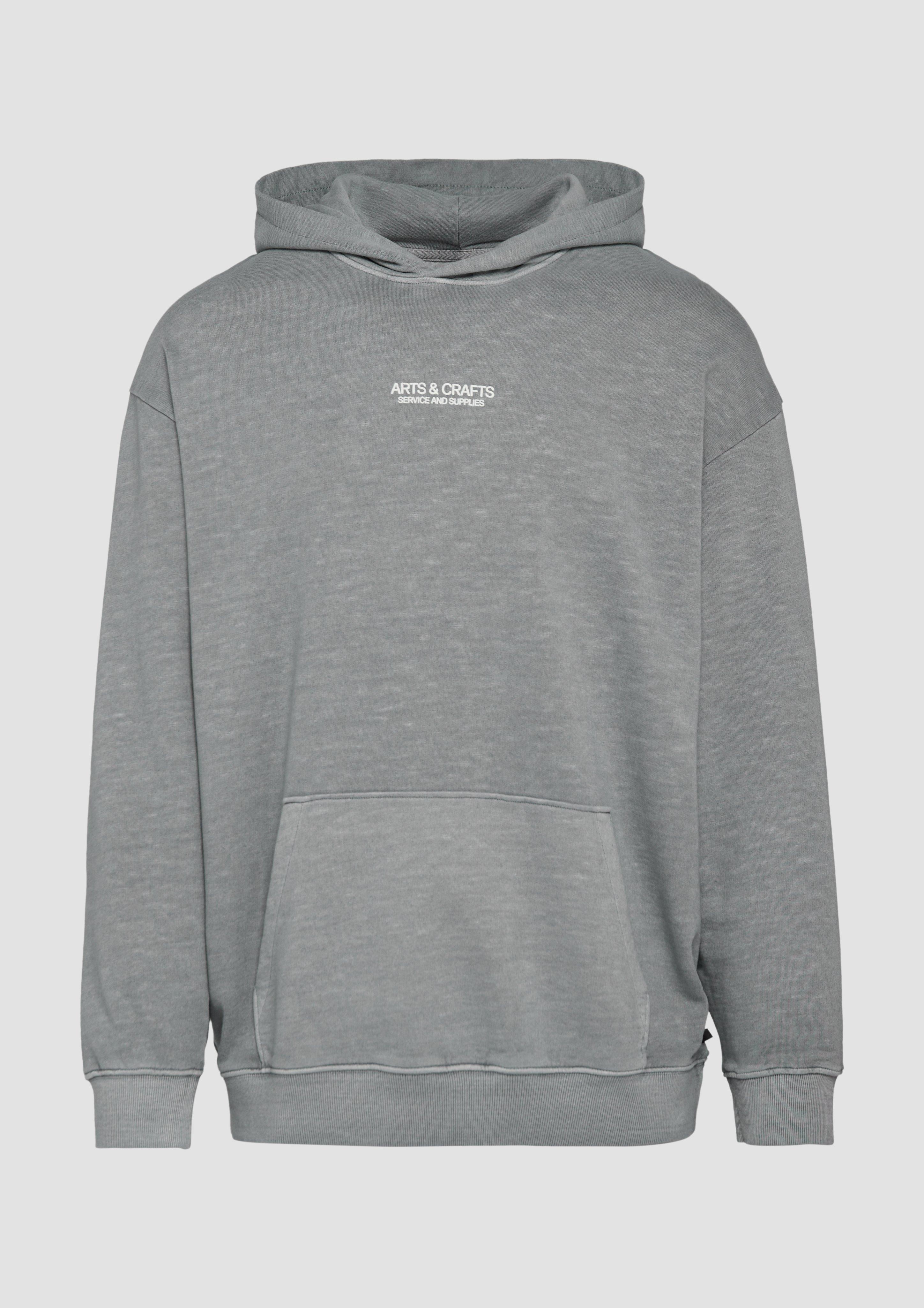 s.Oliver - Hoodie mit Flammgarn-Struktur im Relaxed Fit, Herren, grau