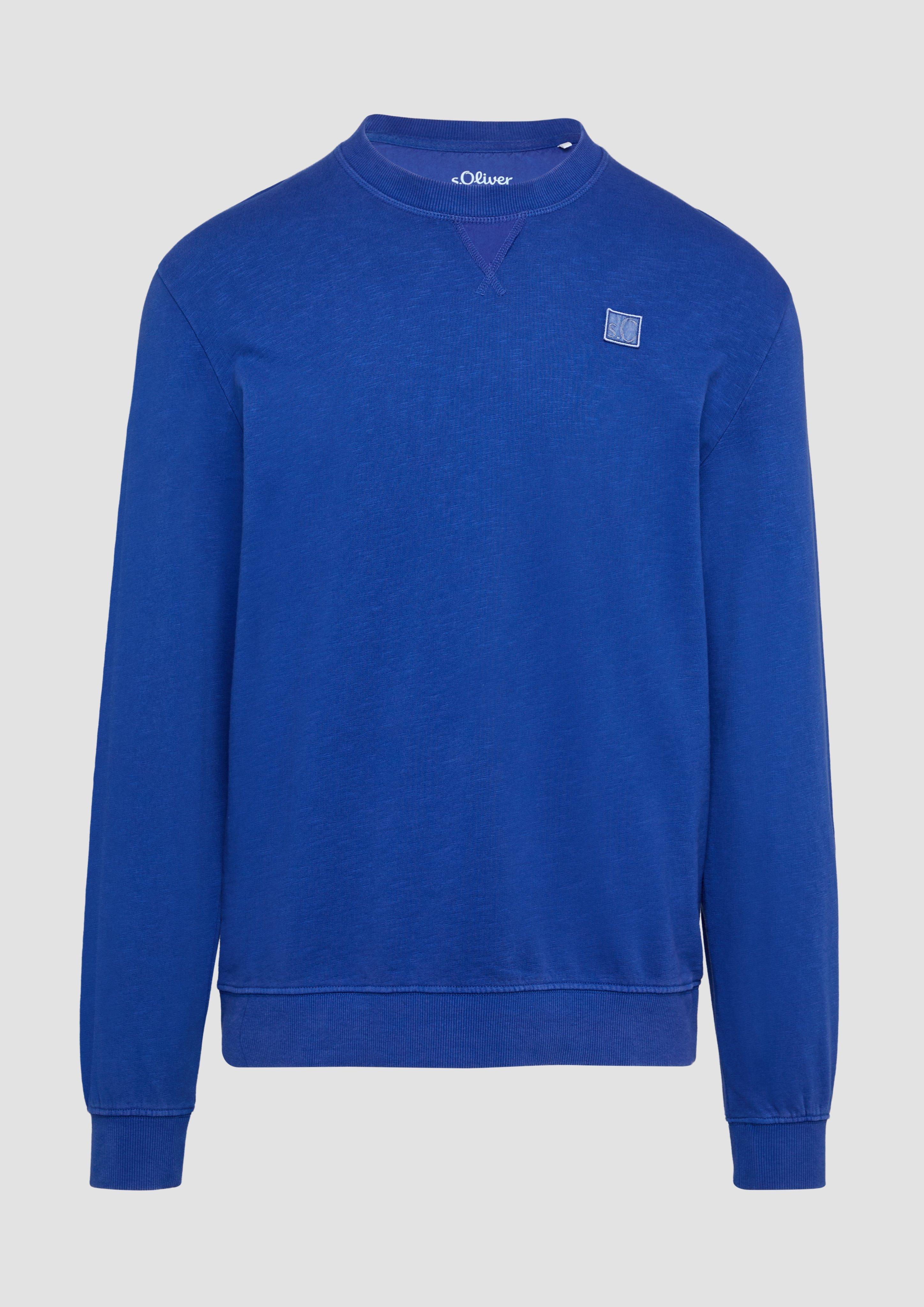 s.Oliver - Sweatshirt mit Garment Dye und Logo-Detail, Herren, blau