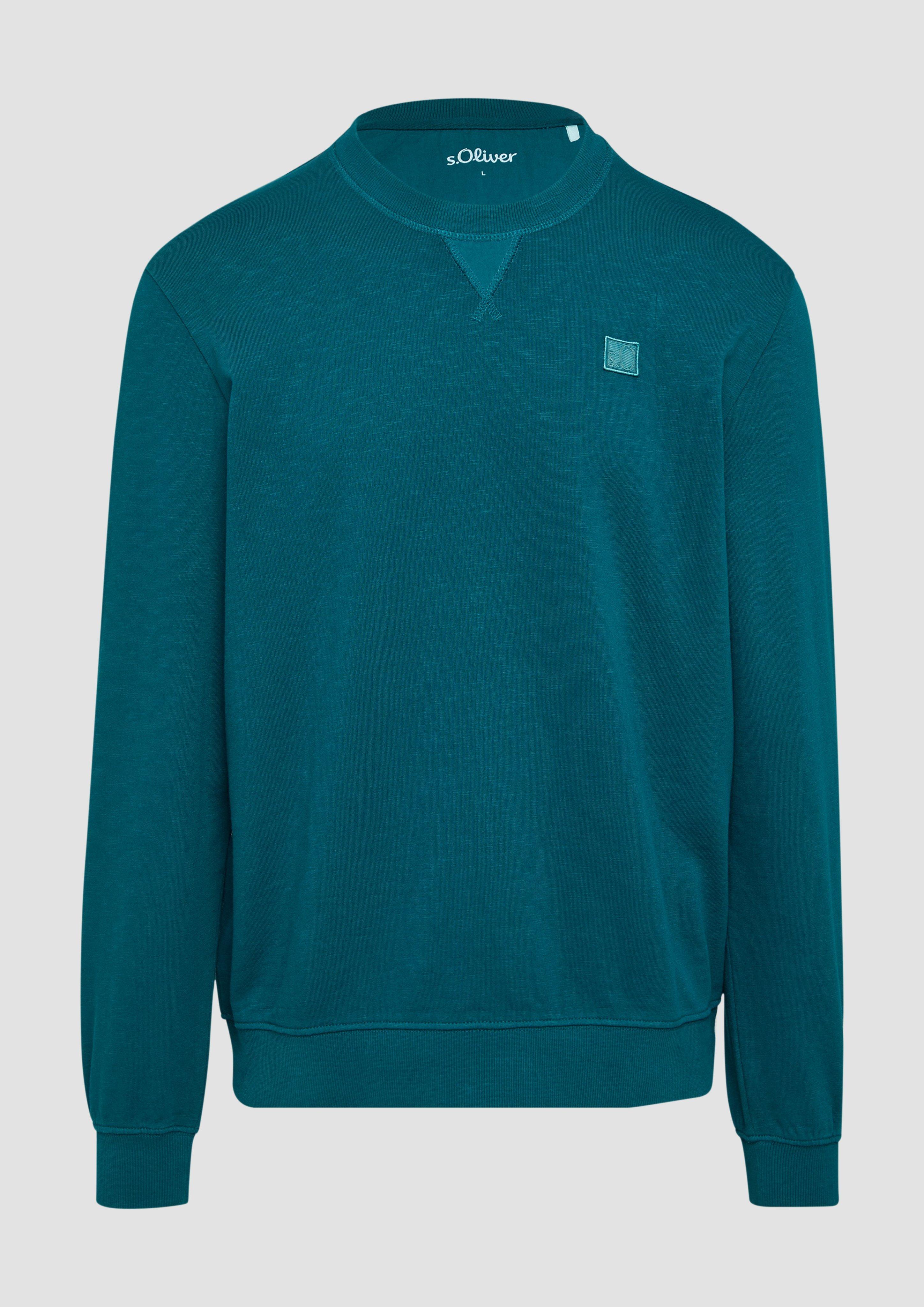 Thumbnail - s.Oliver - Sweatshirt mit Garment Dye und Logo-Detail, Herren, Blau