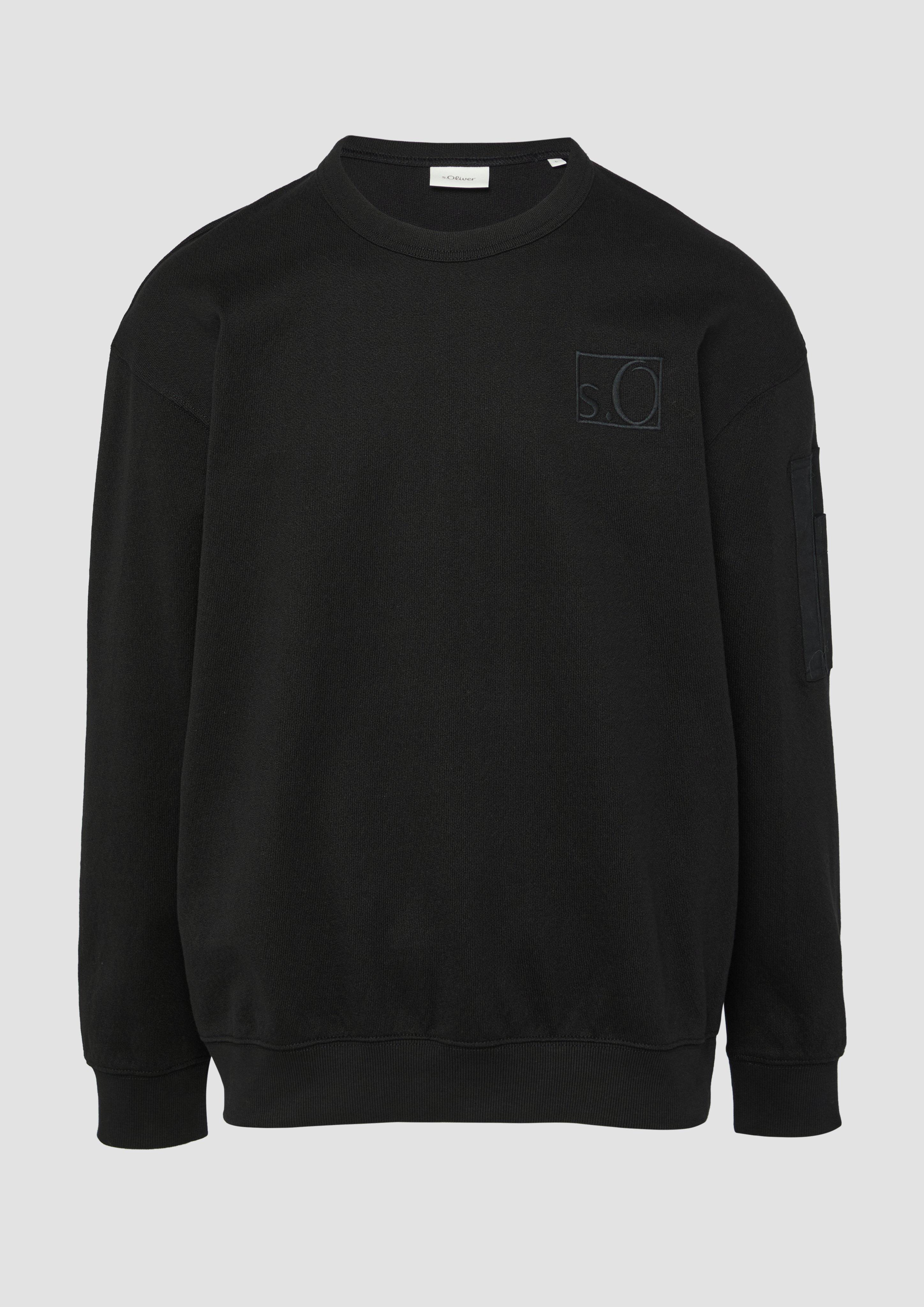 s.Oliver - Relaxed-Fit-Sweatshirt mit Ärmeltasche, Herren, schwarz