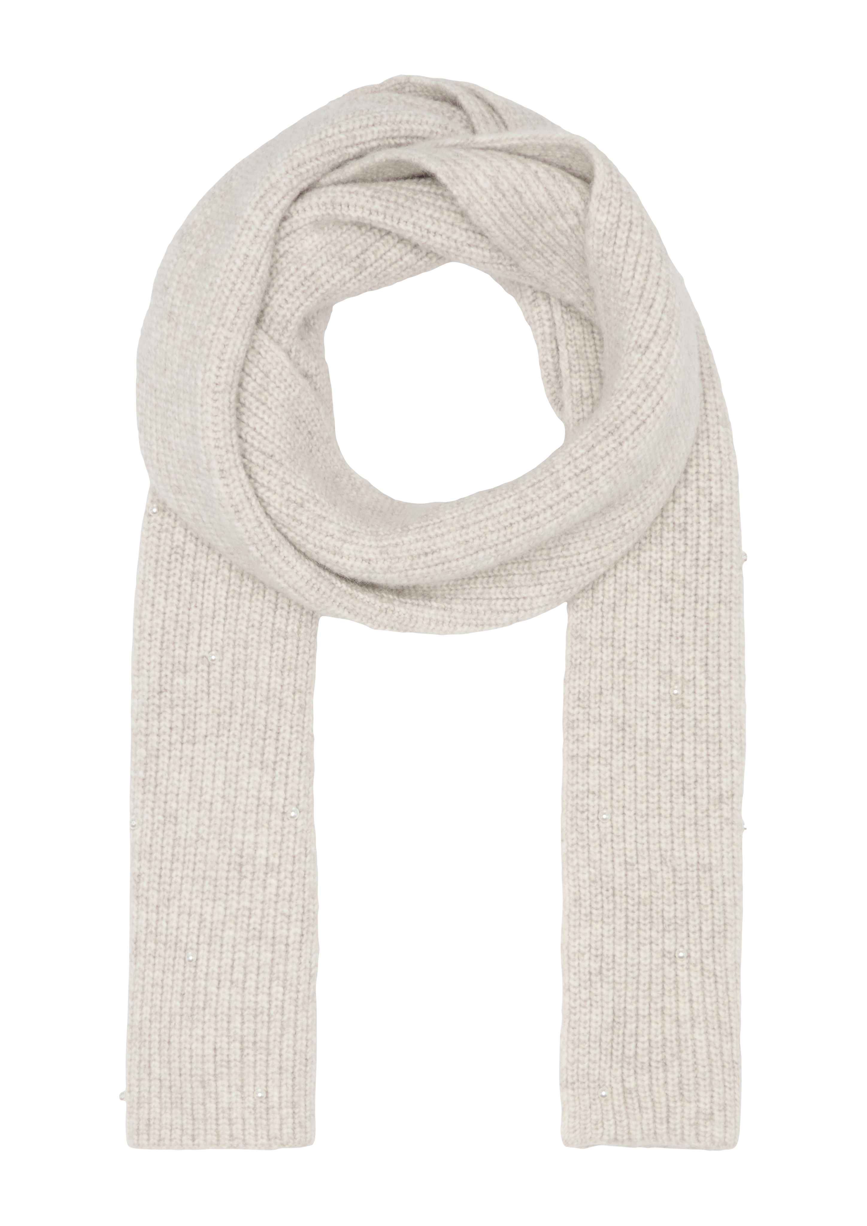 s.Oliver - Gestrickter Schal mit Schmuckperlen, Damen, Beige