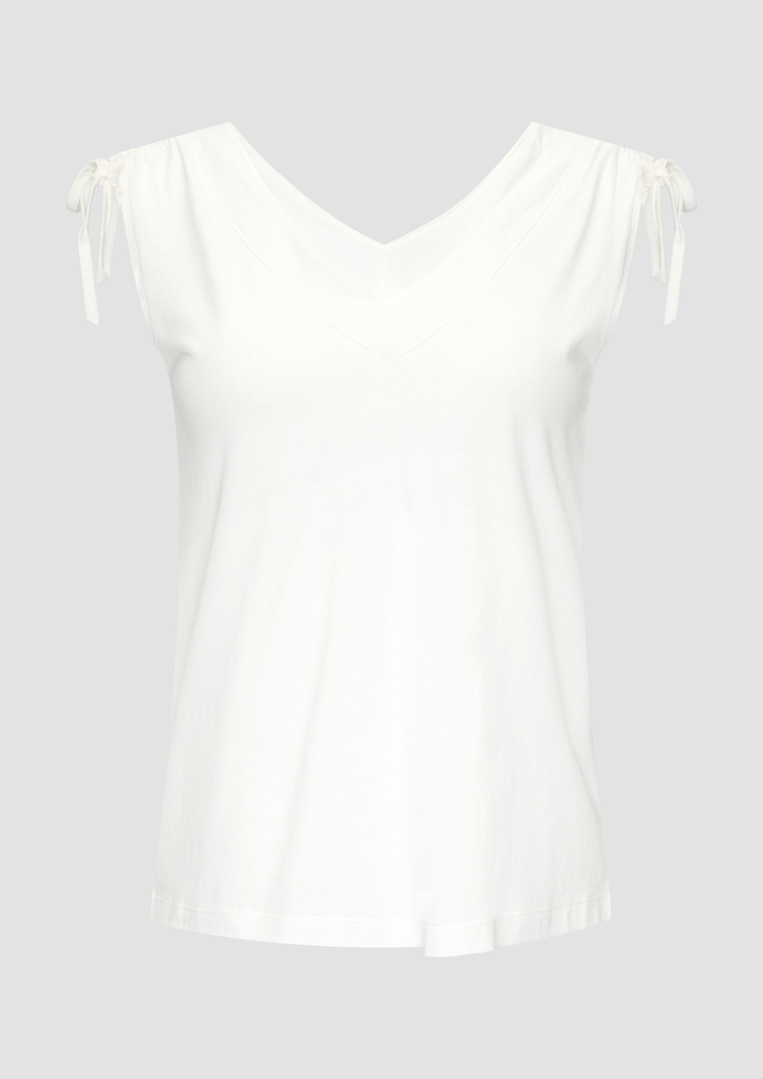 s.Oliver - Fließendes V-Neck Top mit Raffung im Schulterbereich, Damen, creme