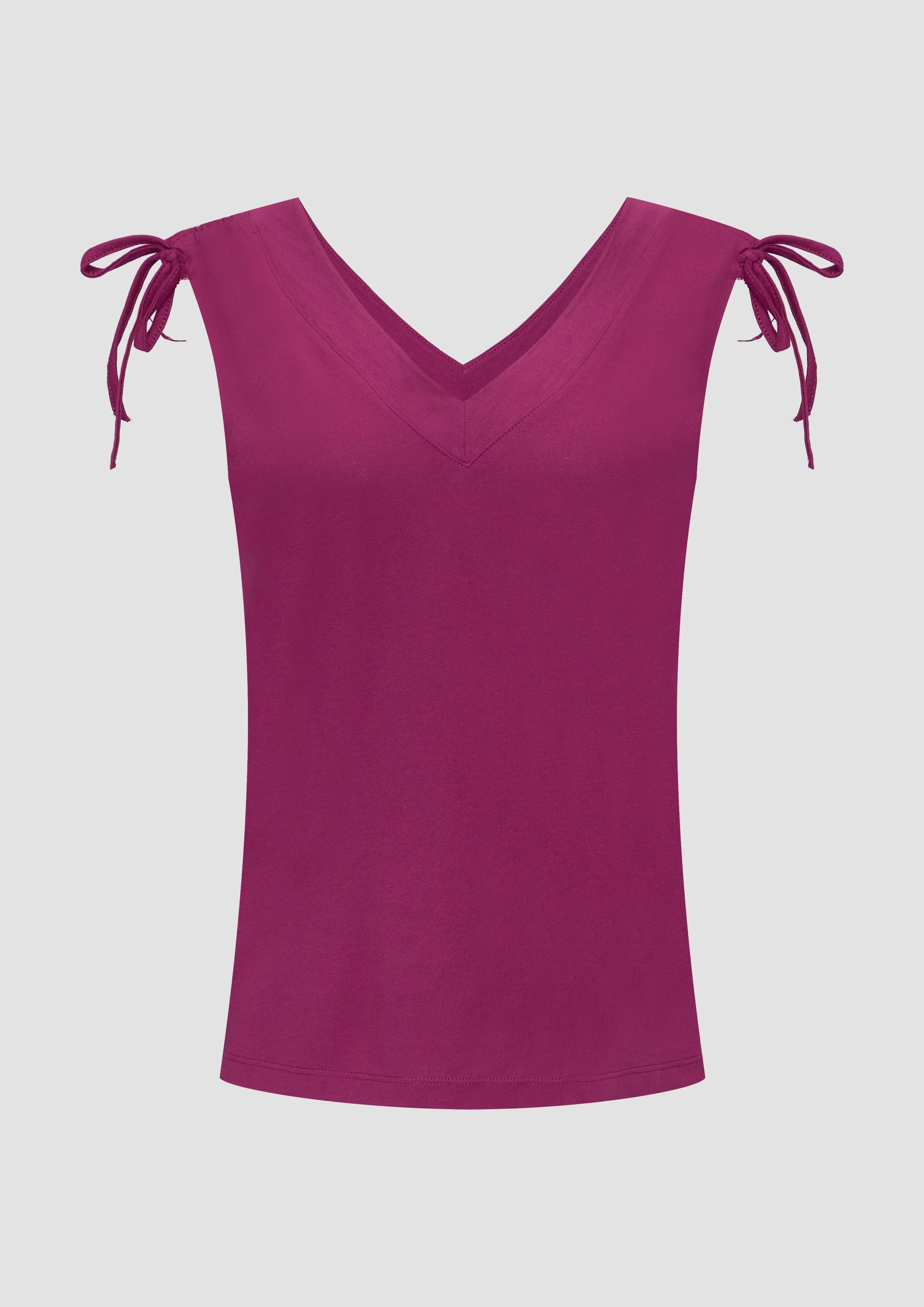 s.Oliver - Fließendes V-Neck Top mit Raffung im Schulterbereich, Damen, Rosa