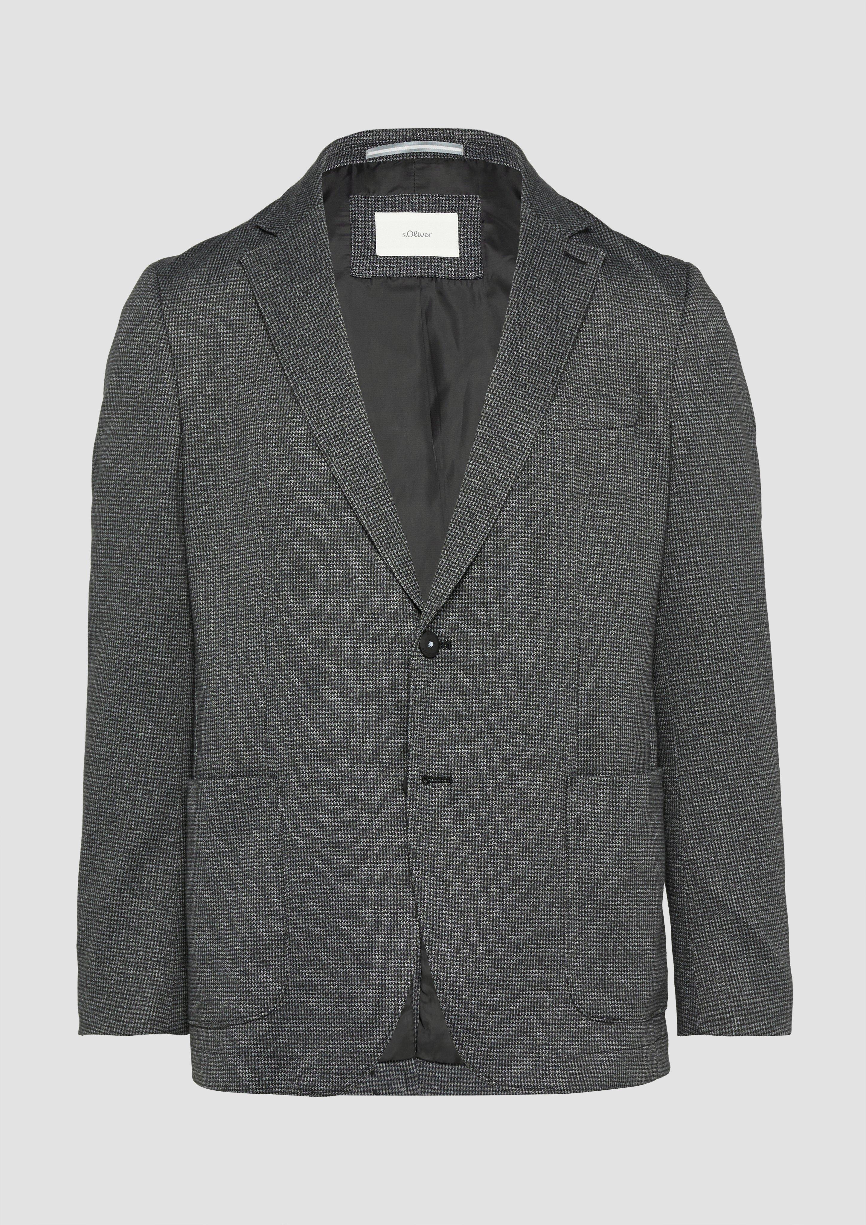 Thumbnail - s.Oliver - Elastisches Jersey-Sakko mit Hahnentrittmuster, Herren, grau