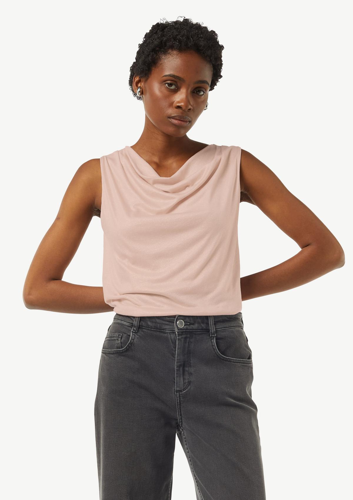 White | Petal Collar Jersey Top | WoolOvers US
