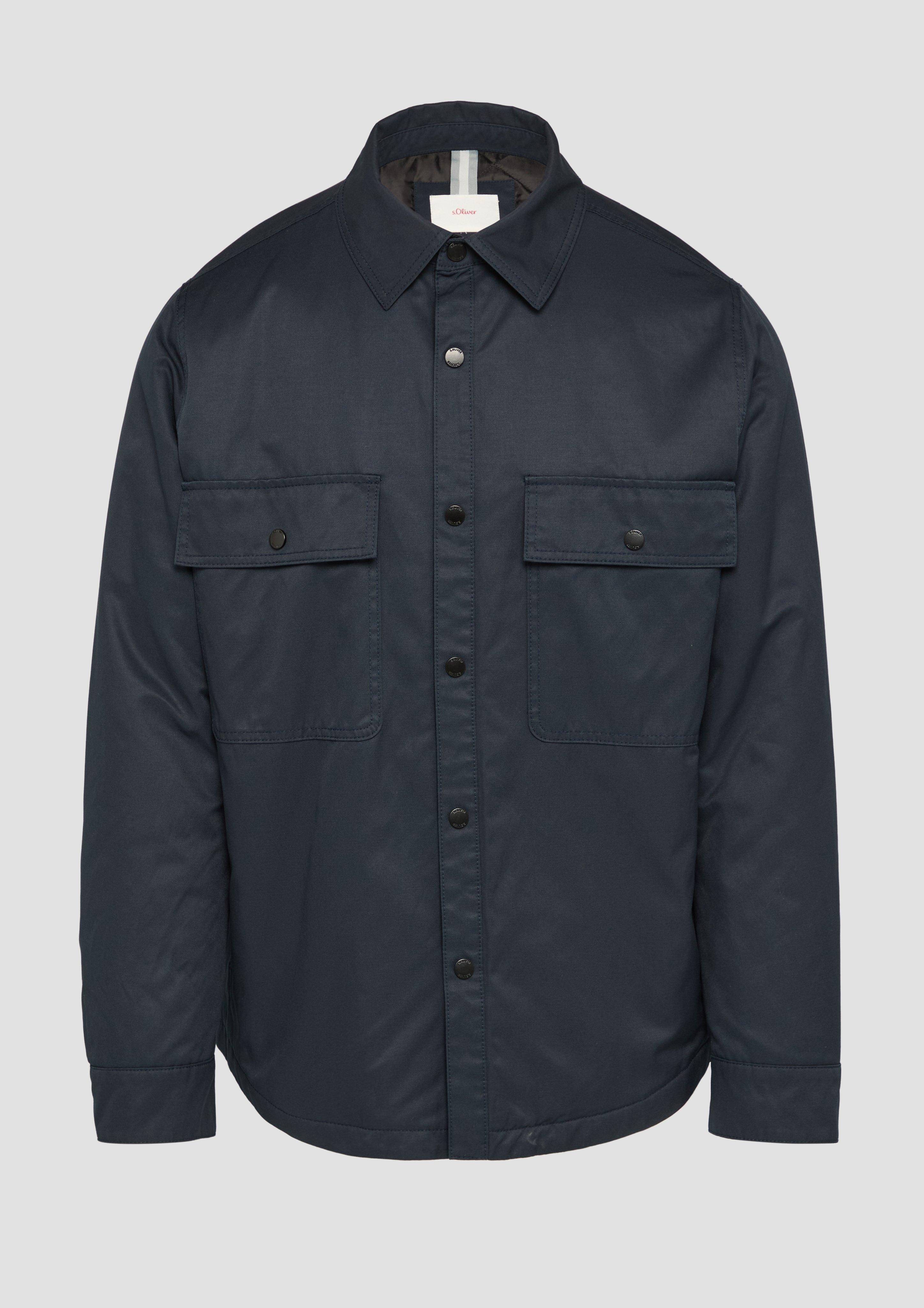 s.Oliver - Gefüttertes Twill-Overshirt mit Brusttaschen, Herren, blau