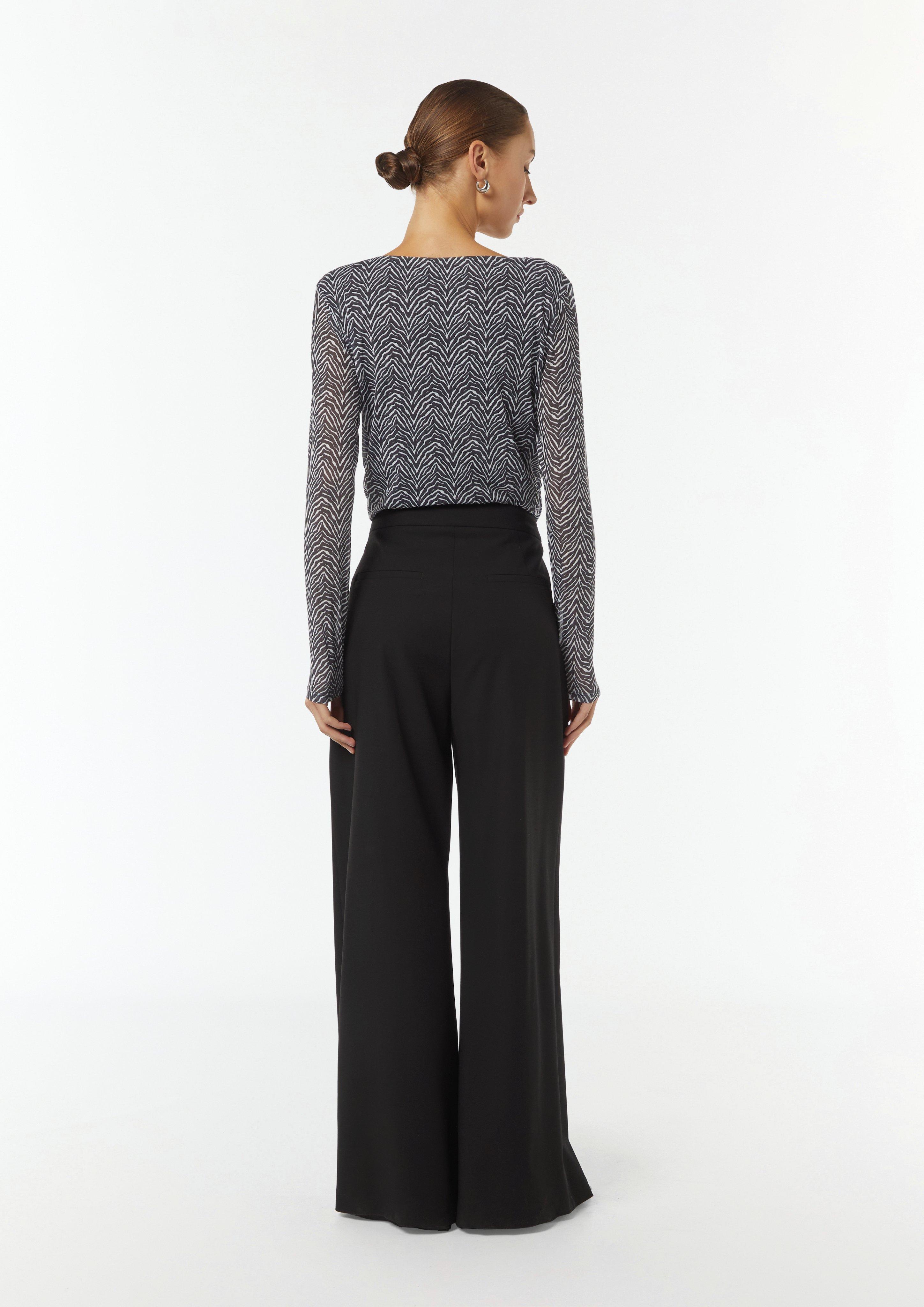 Mesh top with side gathers - black | Comma Mesh top with side gathers - black | Comma